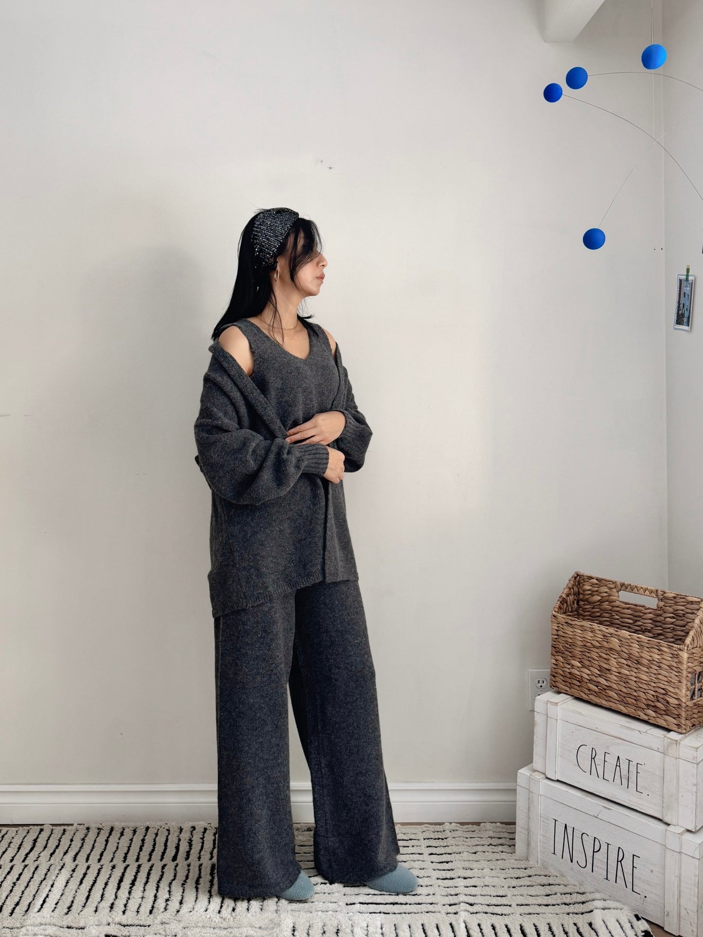 3 pieces Knit set ( beige, gray)