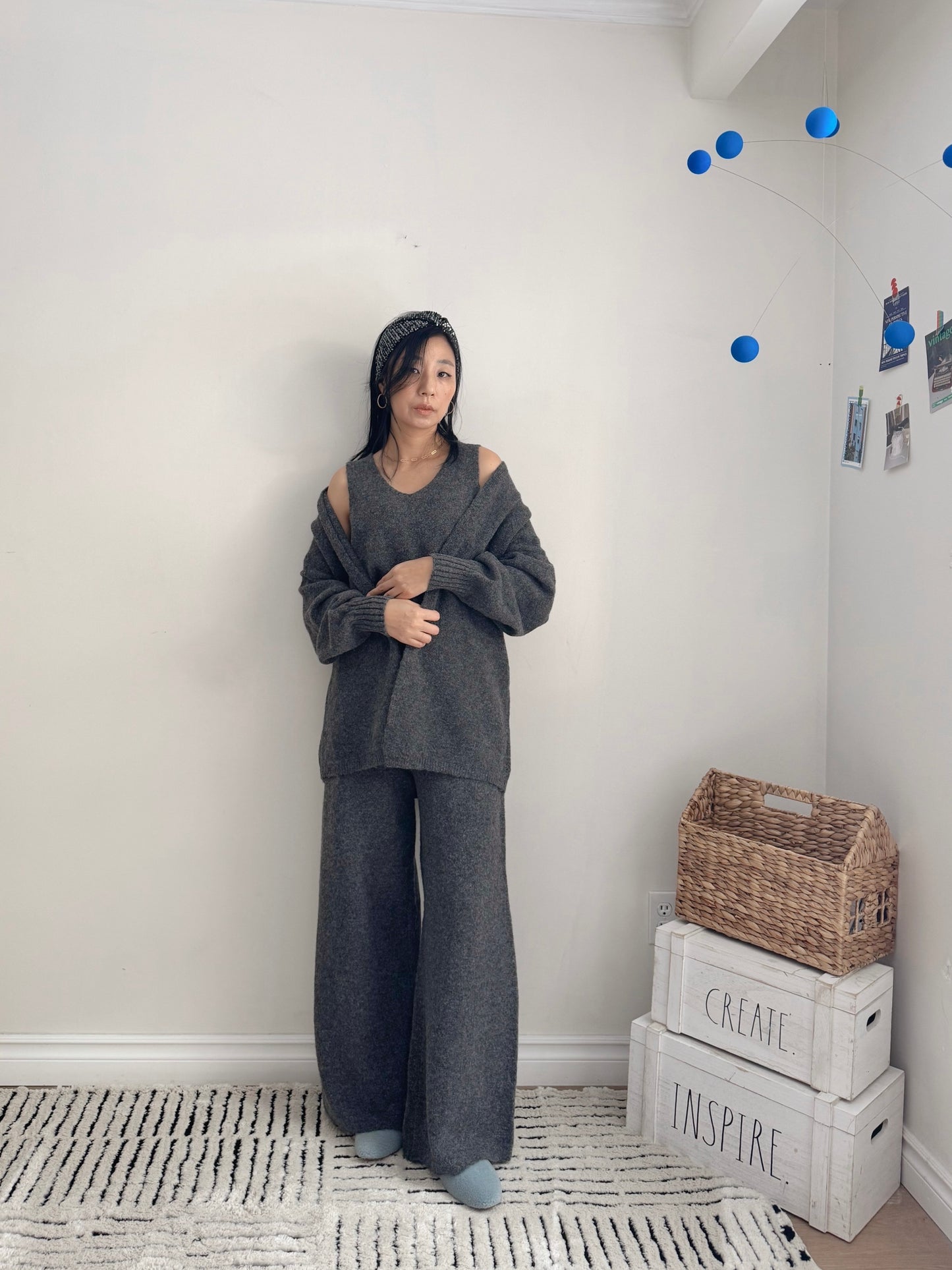 3 pieces Knit set ( beige, gray)