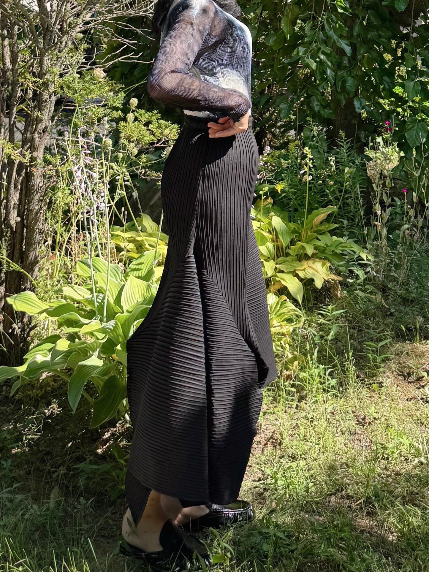 Pleated Draped Asymmetric Skirt