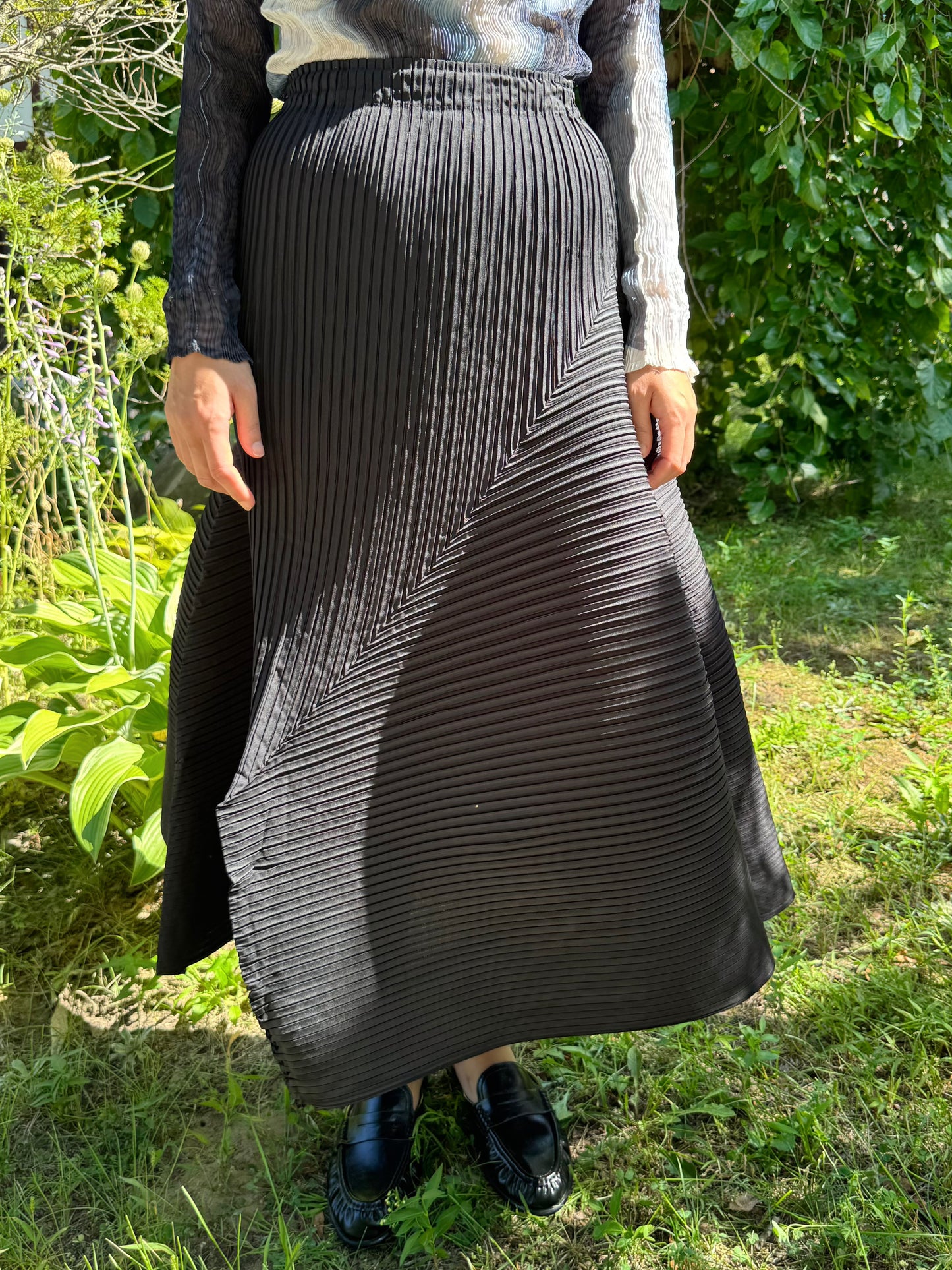 Pleated Draped Asymmetric Skirt