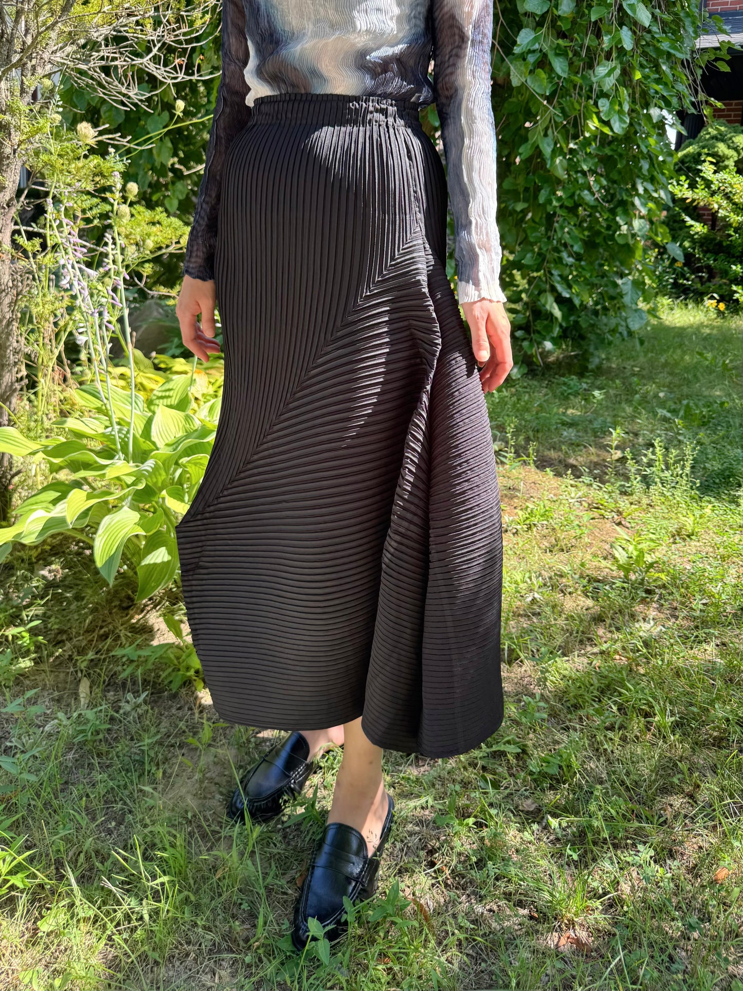 Pleated Draped Asymmetric Skirt