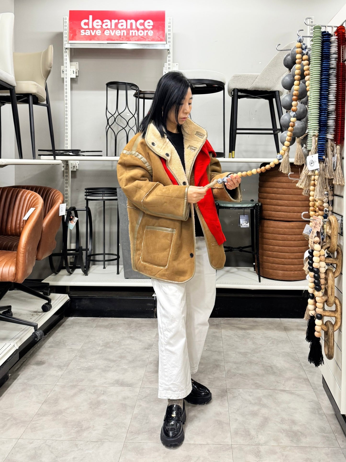 Reversible shearling jacket (brown, black)