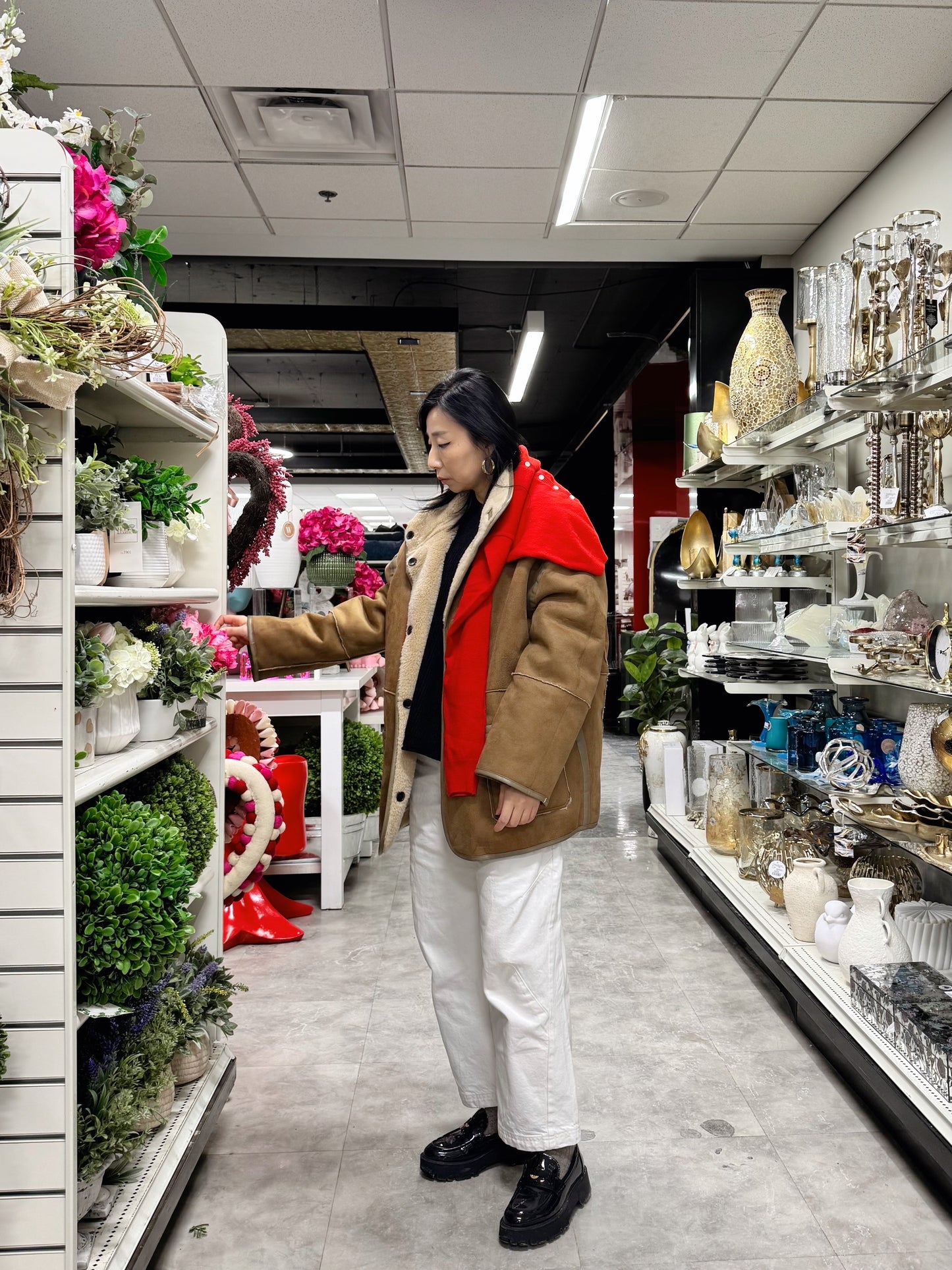 Reversible shearling jacket (brown, black)