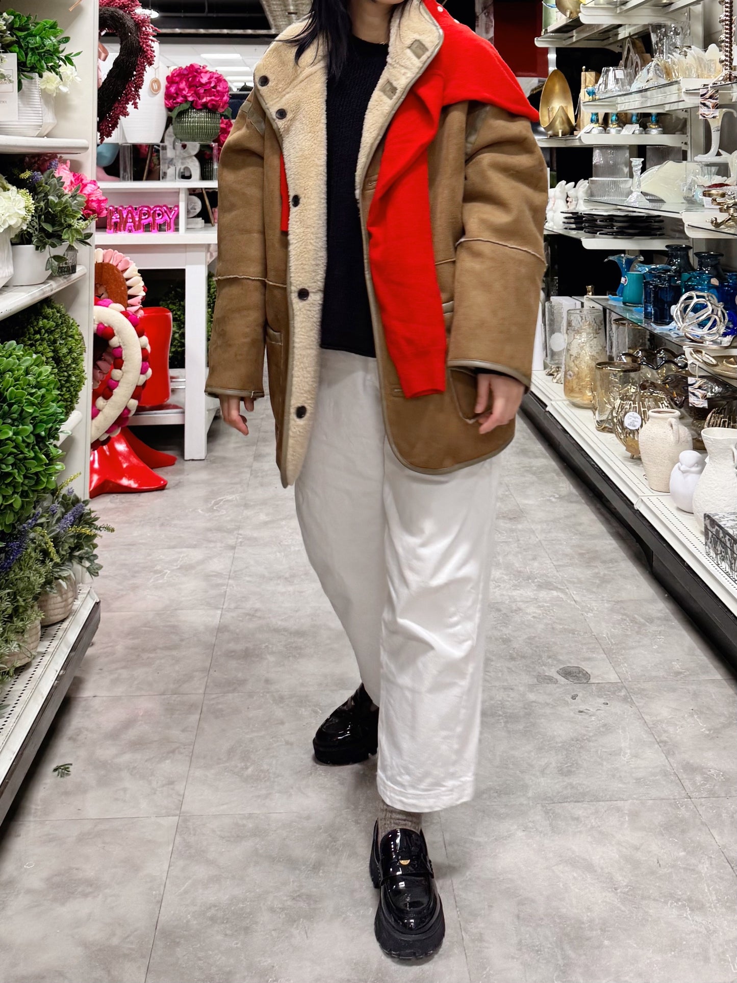 Reversible shearling jacket (brown, black)