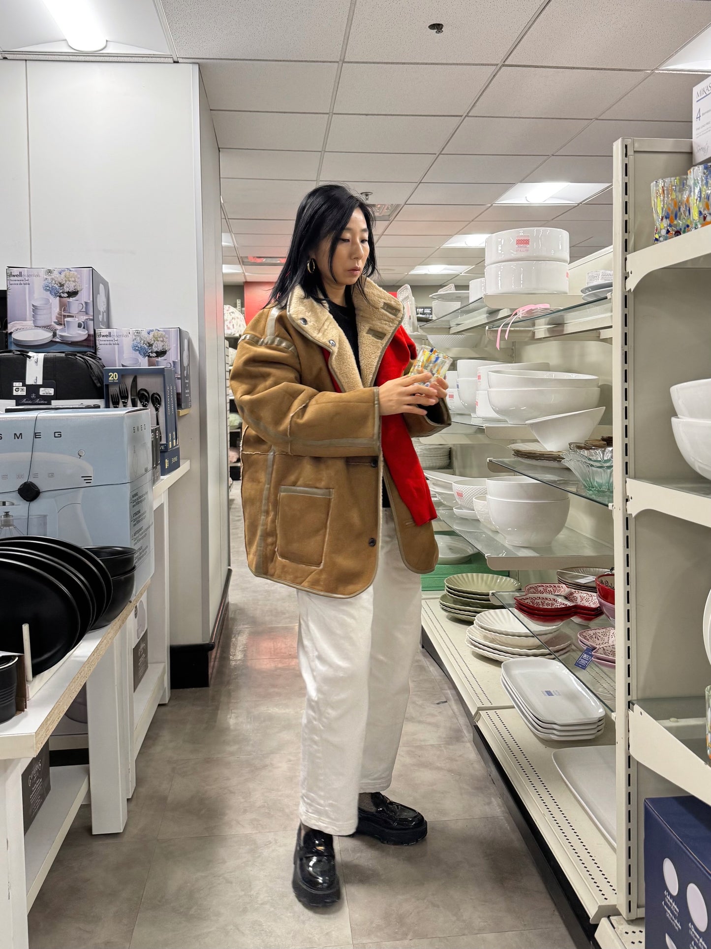 Reversible shearling jacket (brown, black)