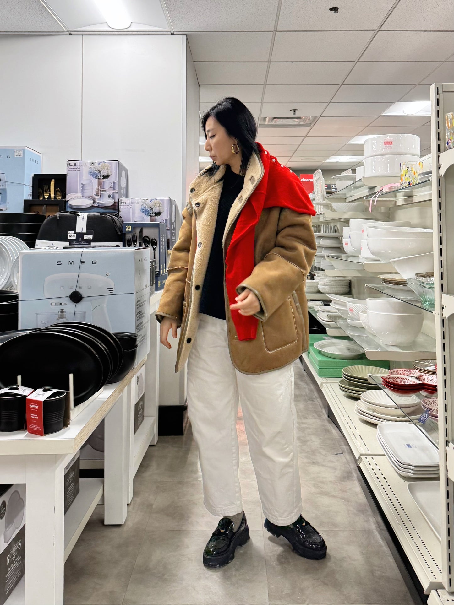 Reversible shearling jacket (brown, black)