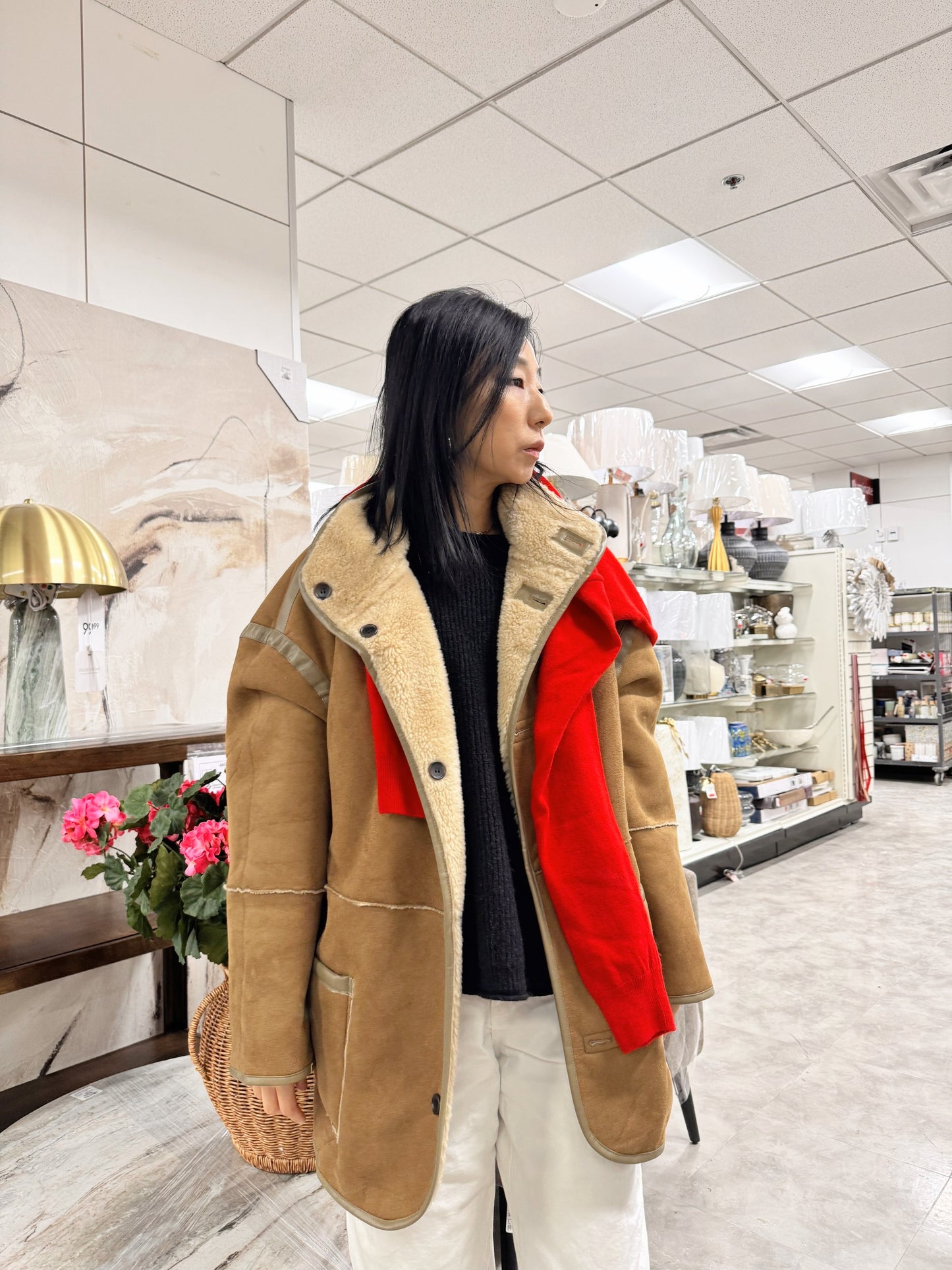 Reversible shearling jacket (brown, black)