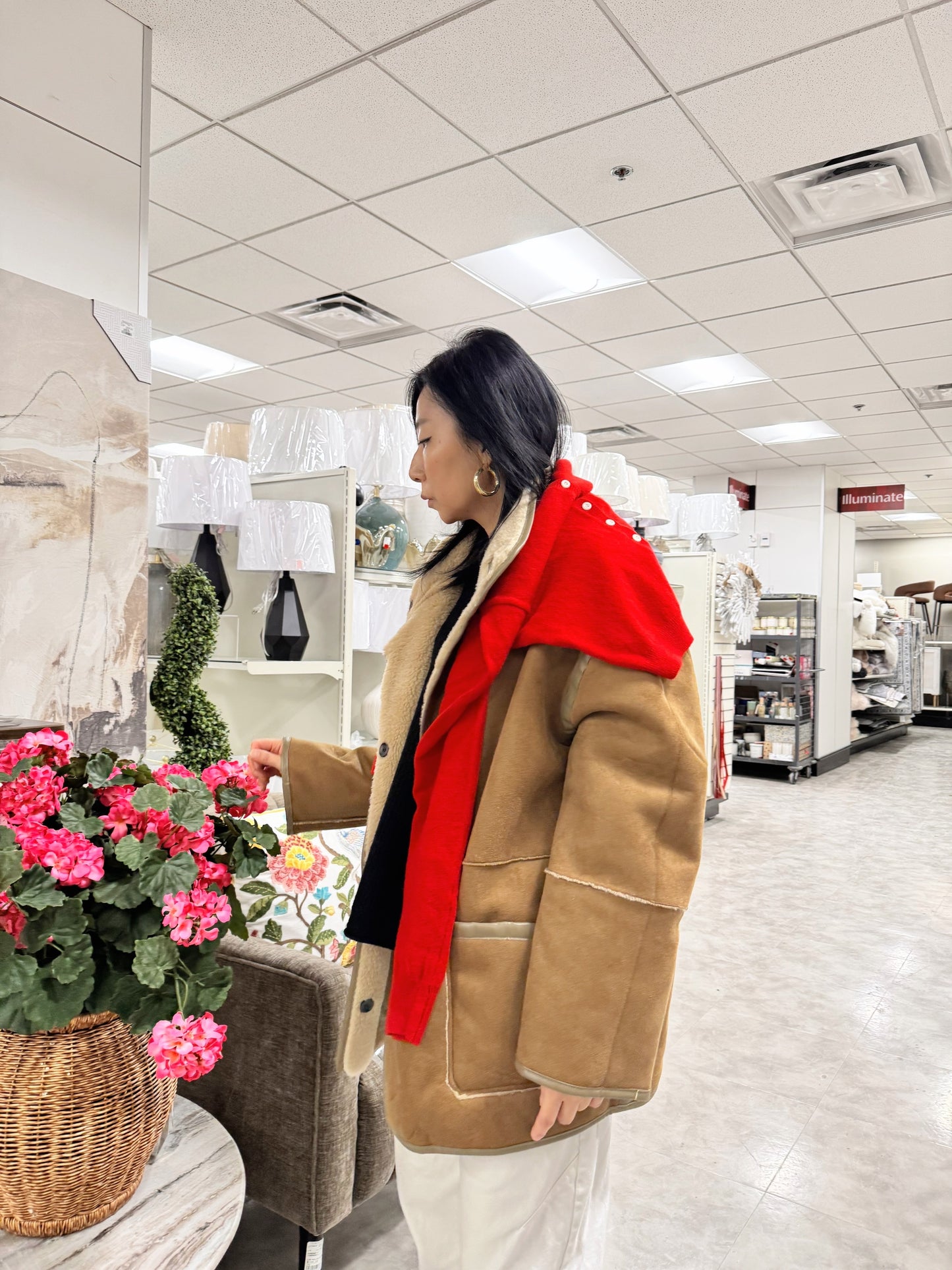 Reversible shearling jacket (brown, black)