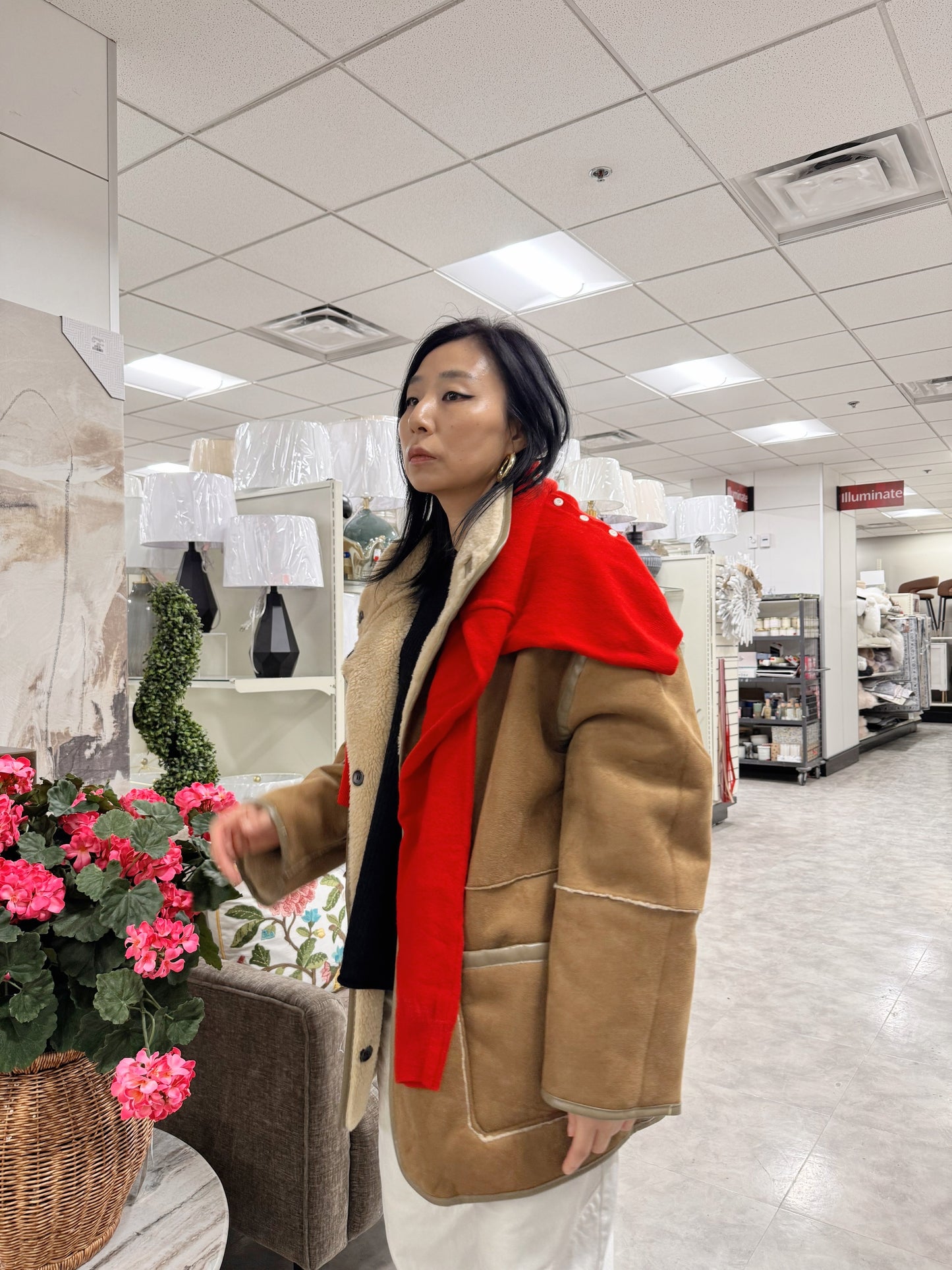 Reversible shearling jacket (brown, black)