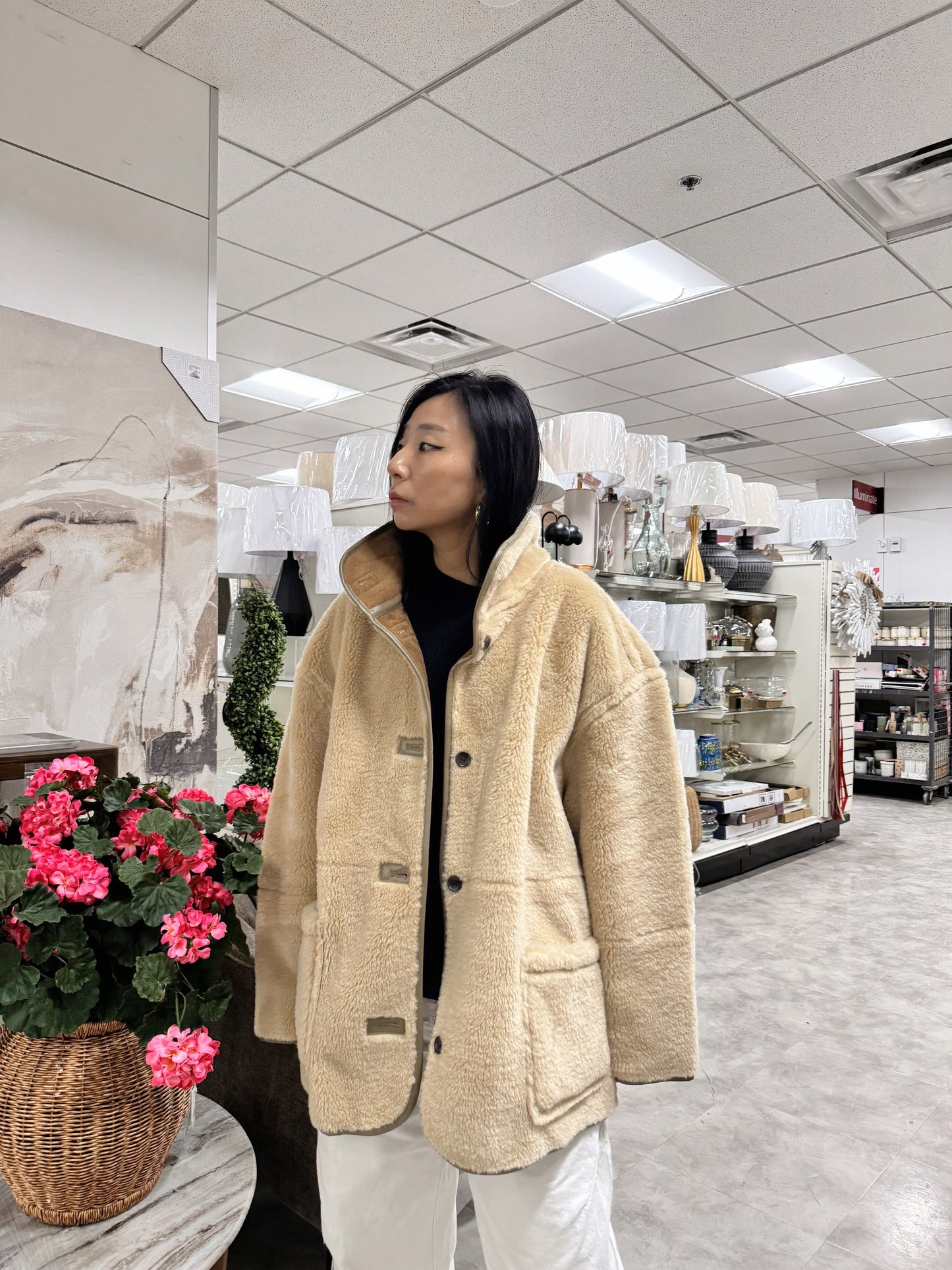Reversible shearling jacket (brown, black)