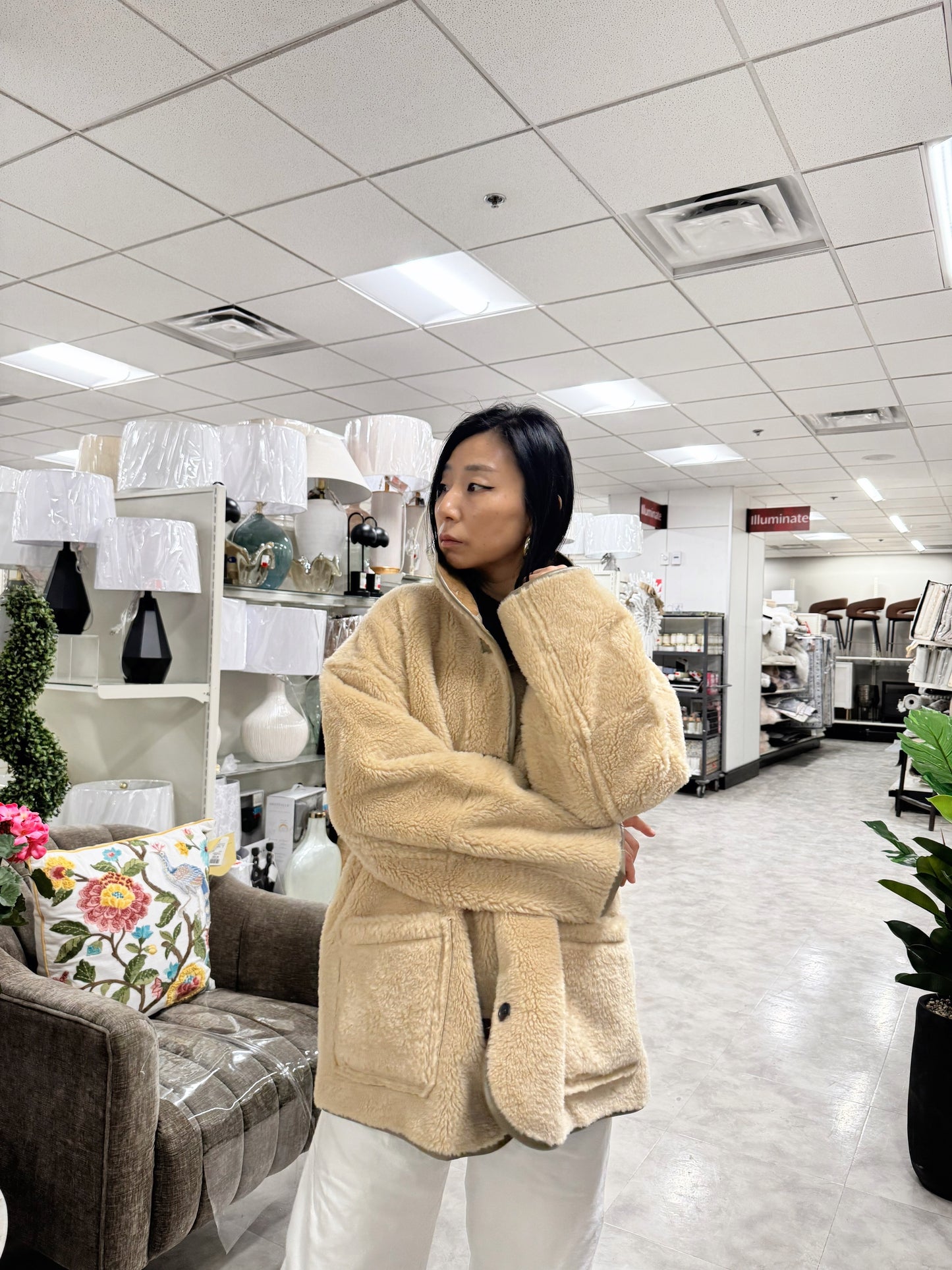 Reversible shearling jacket (brown, black)