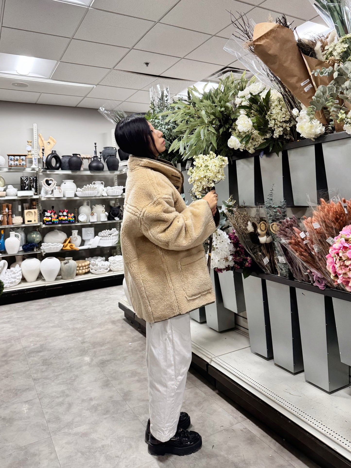 Reversible shearling jacket (brown, black)