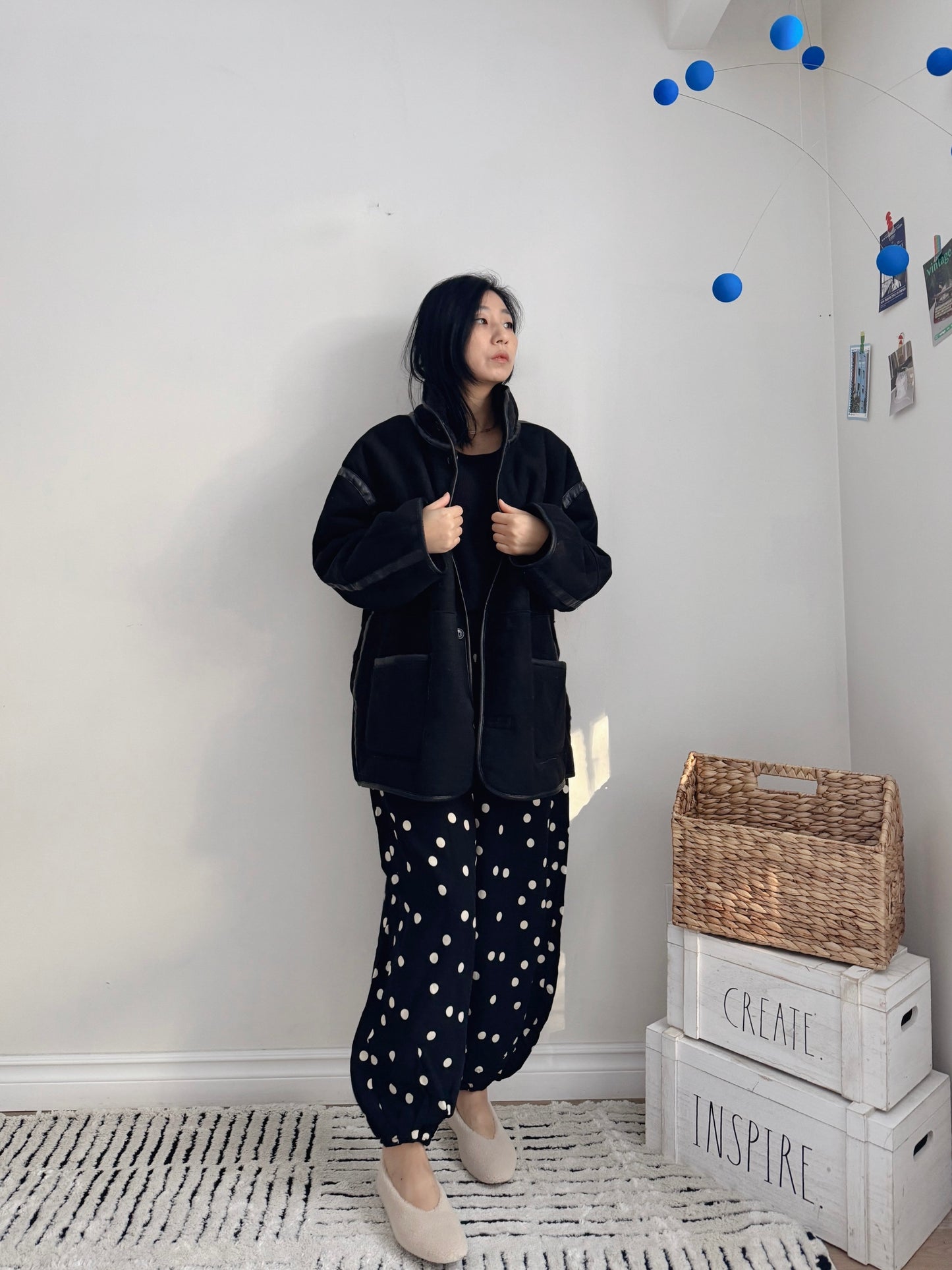 Reversible shearling jacket (brown, black)