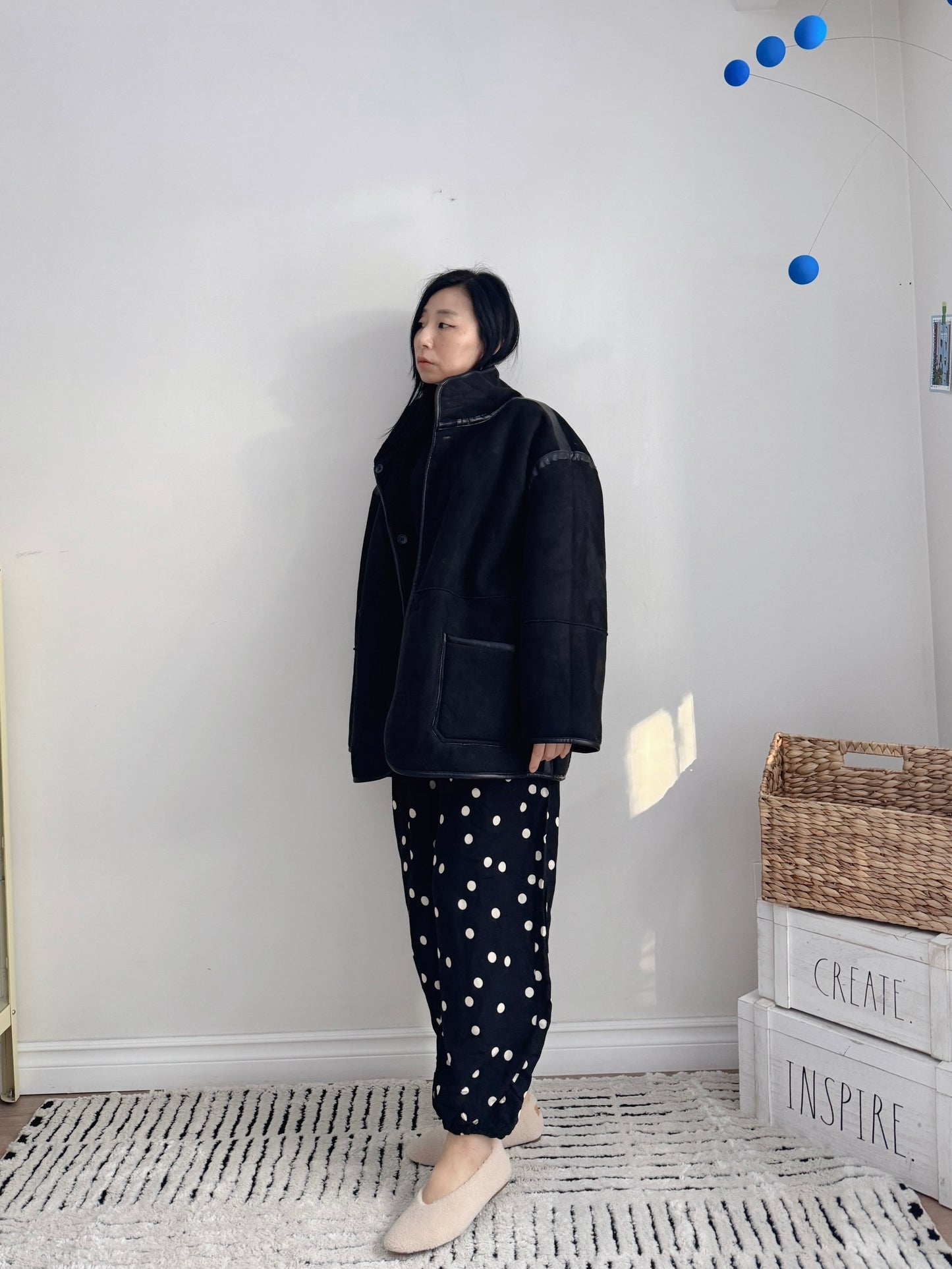 Reversible shearling jacket (brown, black)