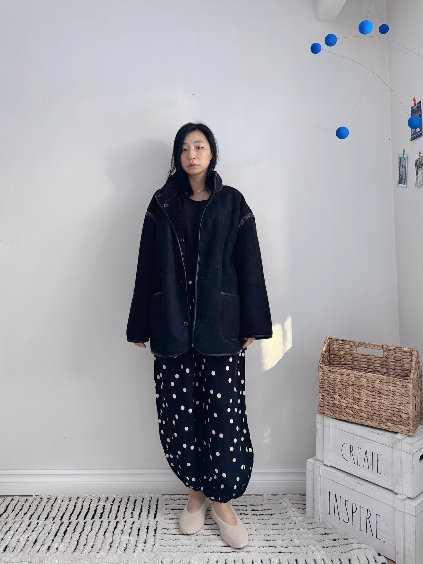 Reversible shearling jacket (brown, black)