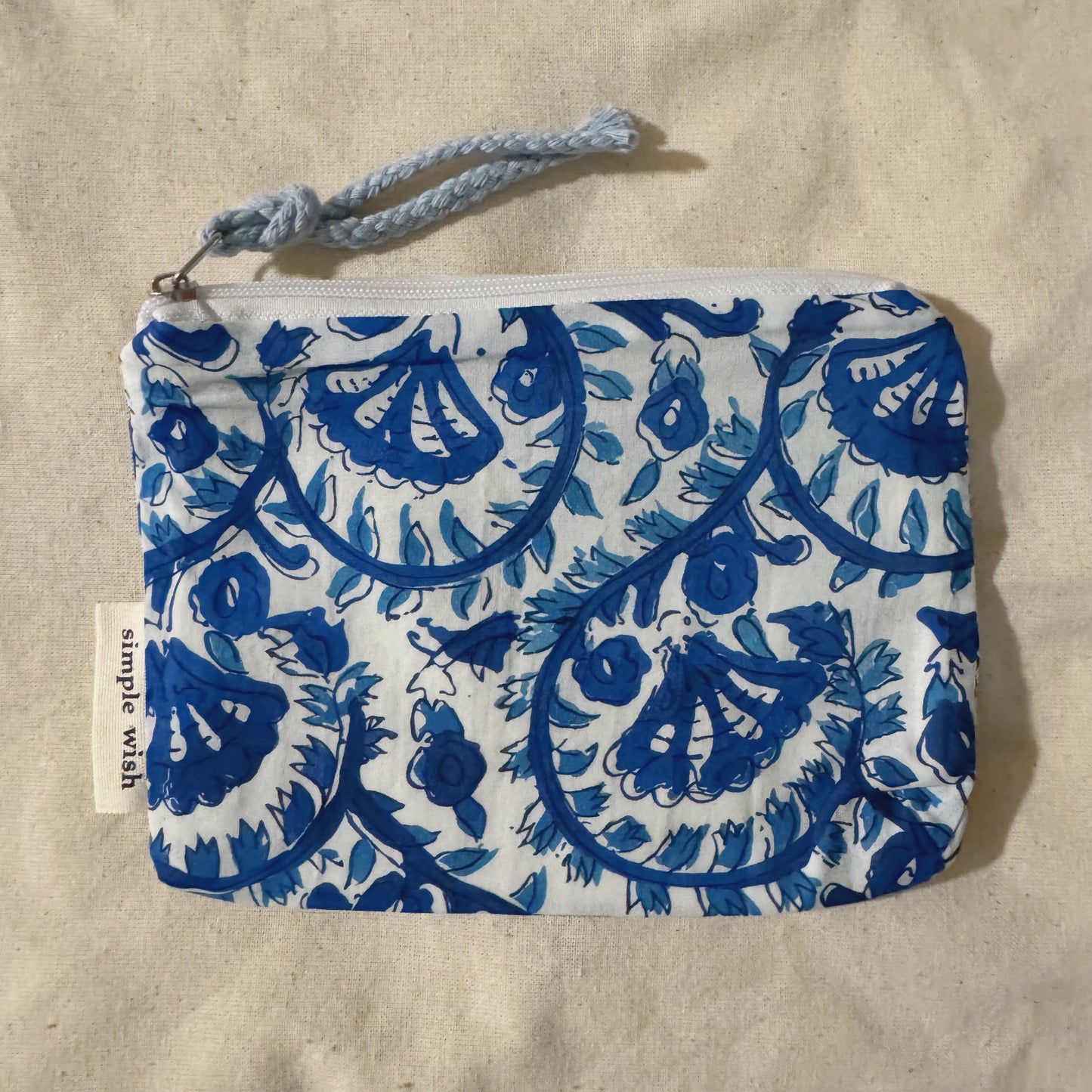 French Floral Fabric Pouch (Red,Blue,Navy, Gray)