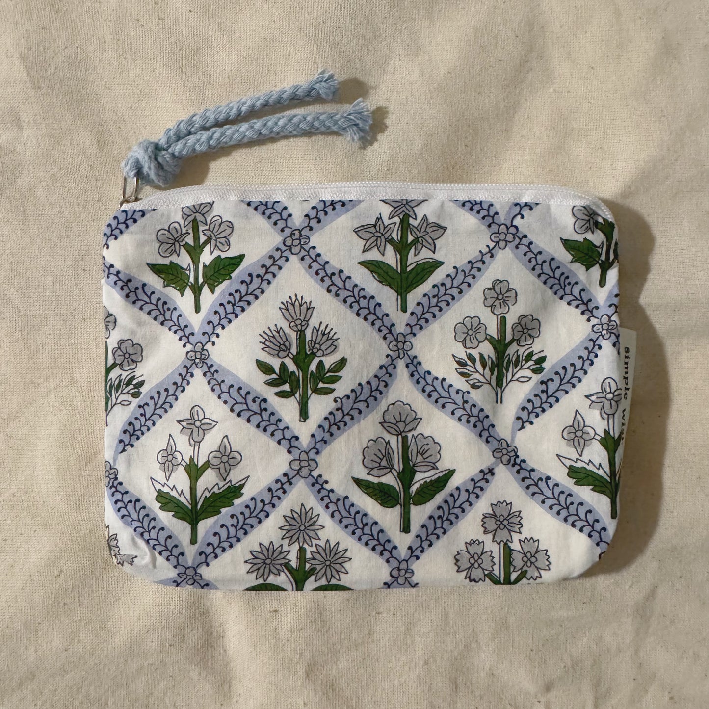 French Floral Fabric Pouch (Red,Blue,Navy, Gray)