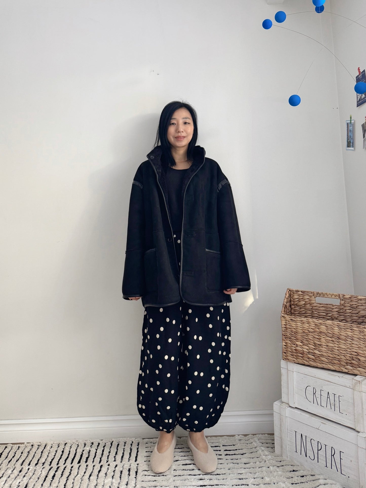 Reversible shearling jacket (brown, black)