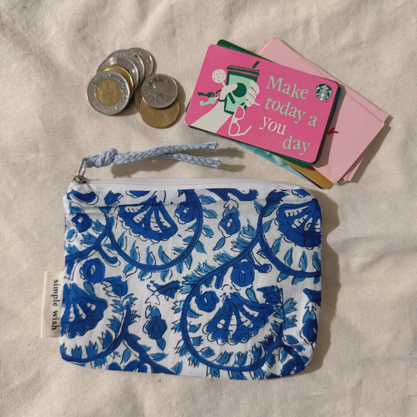French Floral Fabric Pouch (Red,Blue,Navy, Gray)
