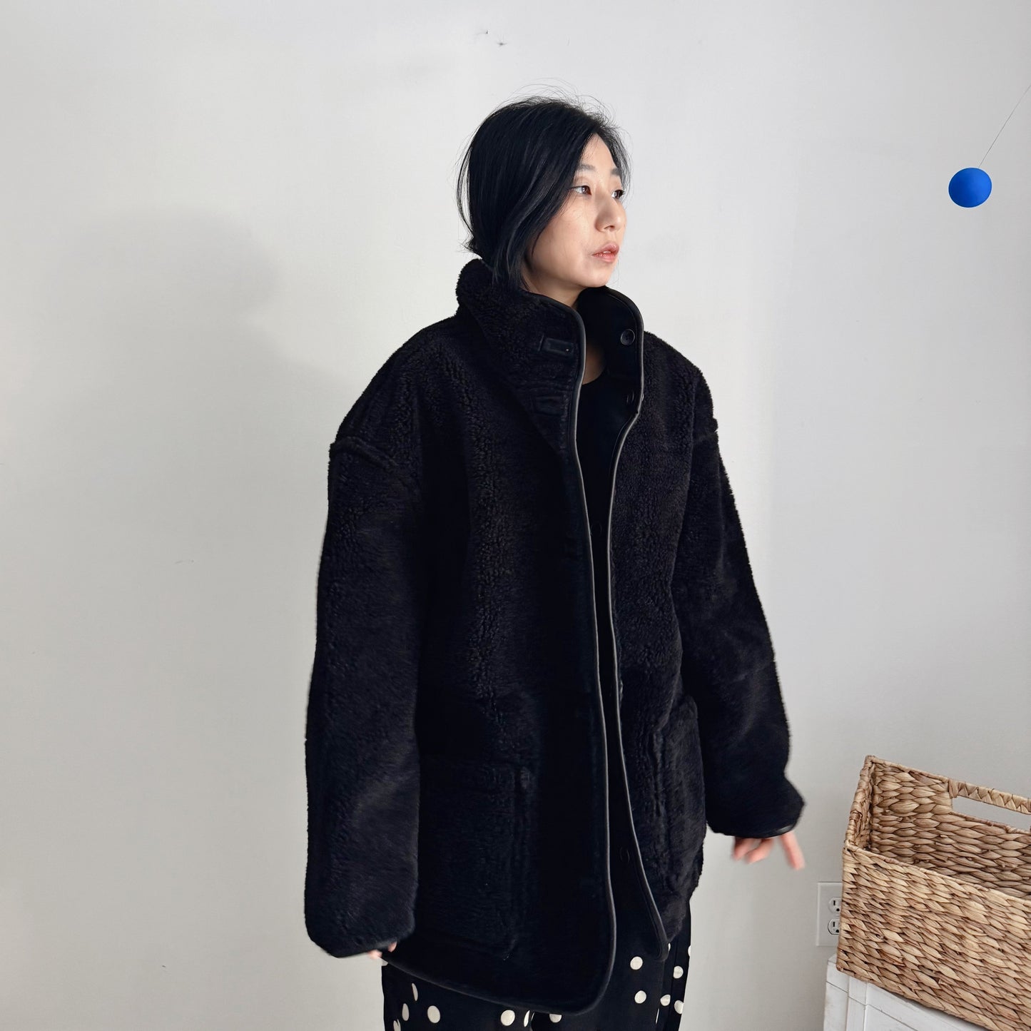 Reversible shearling jacket (brown, black)