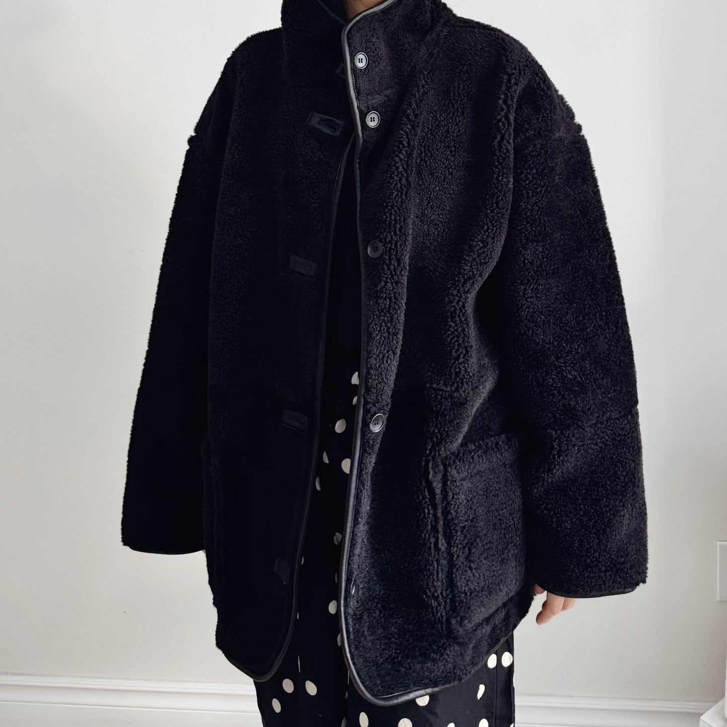 Reversible shearling jacket (brown, black)