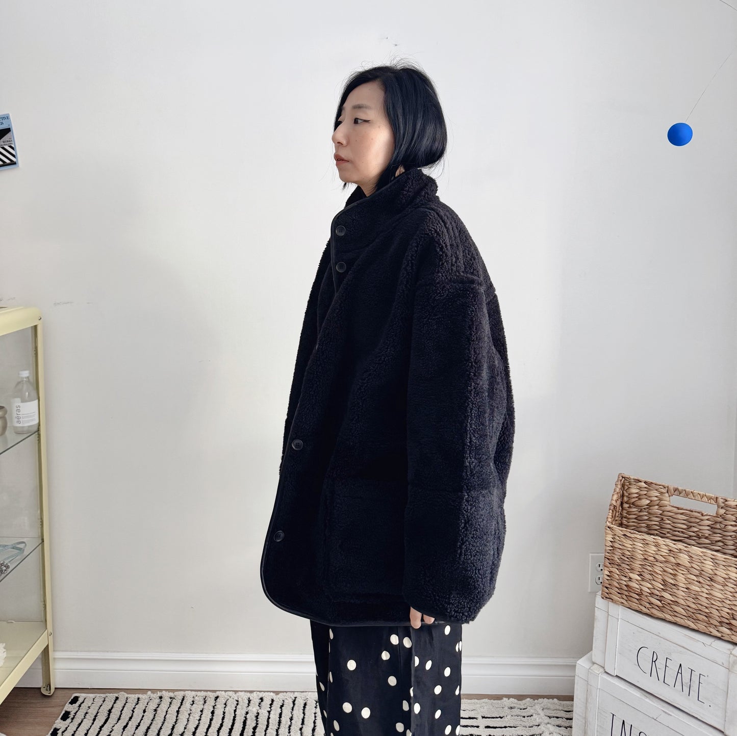 Reversible shearling jacket (brown, black)