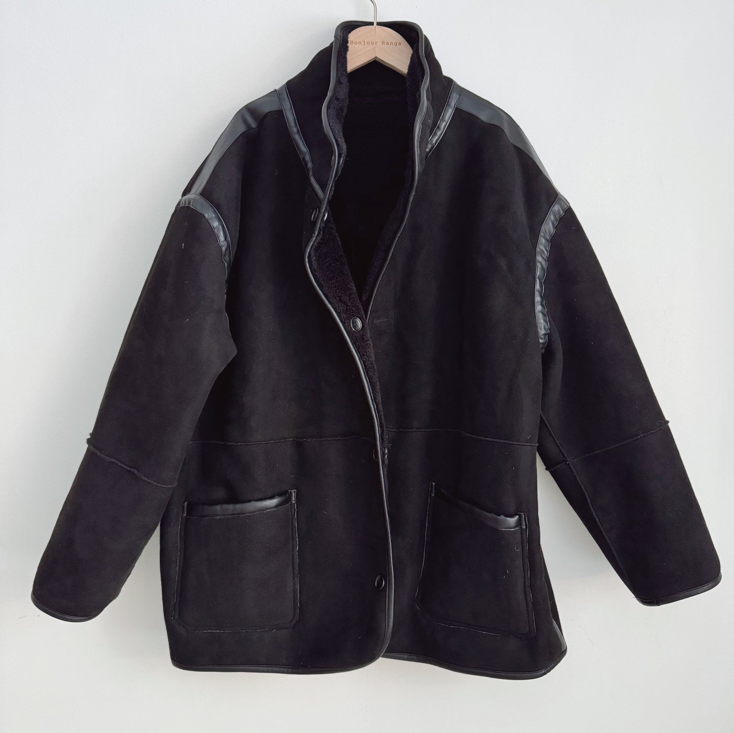 Reversible shearling jacket (brown, black)