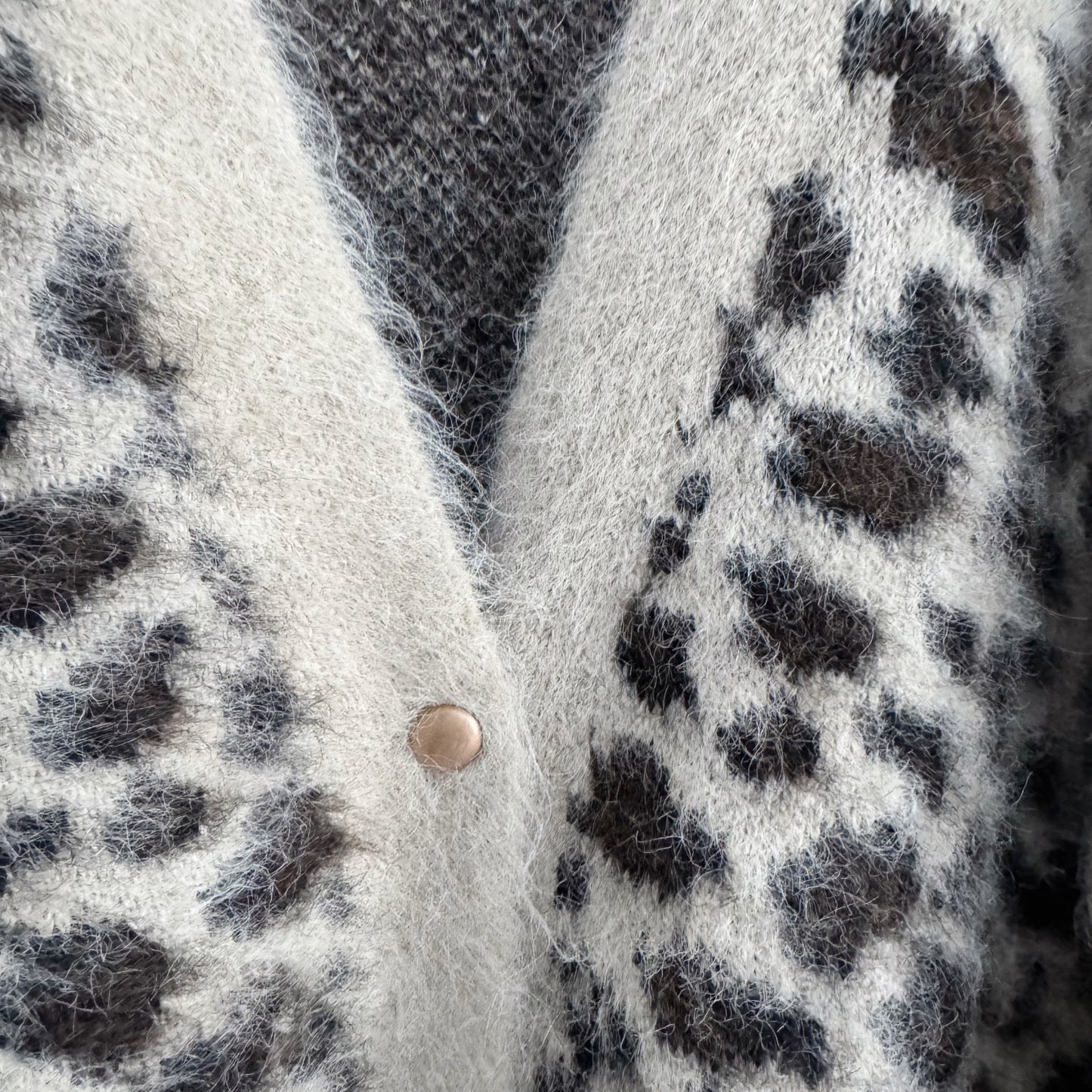 Oversized Leopard Print Cardigan (ivory , brown)