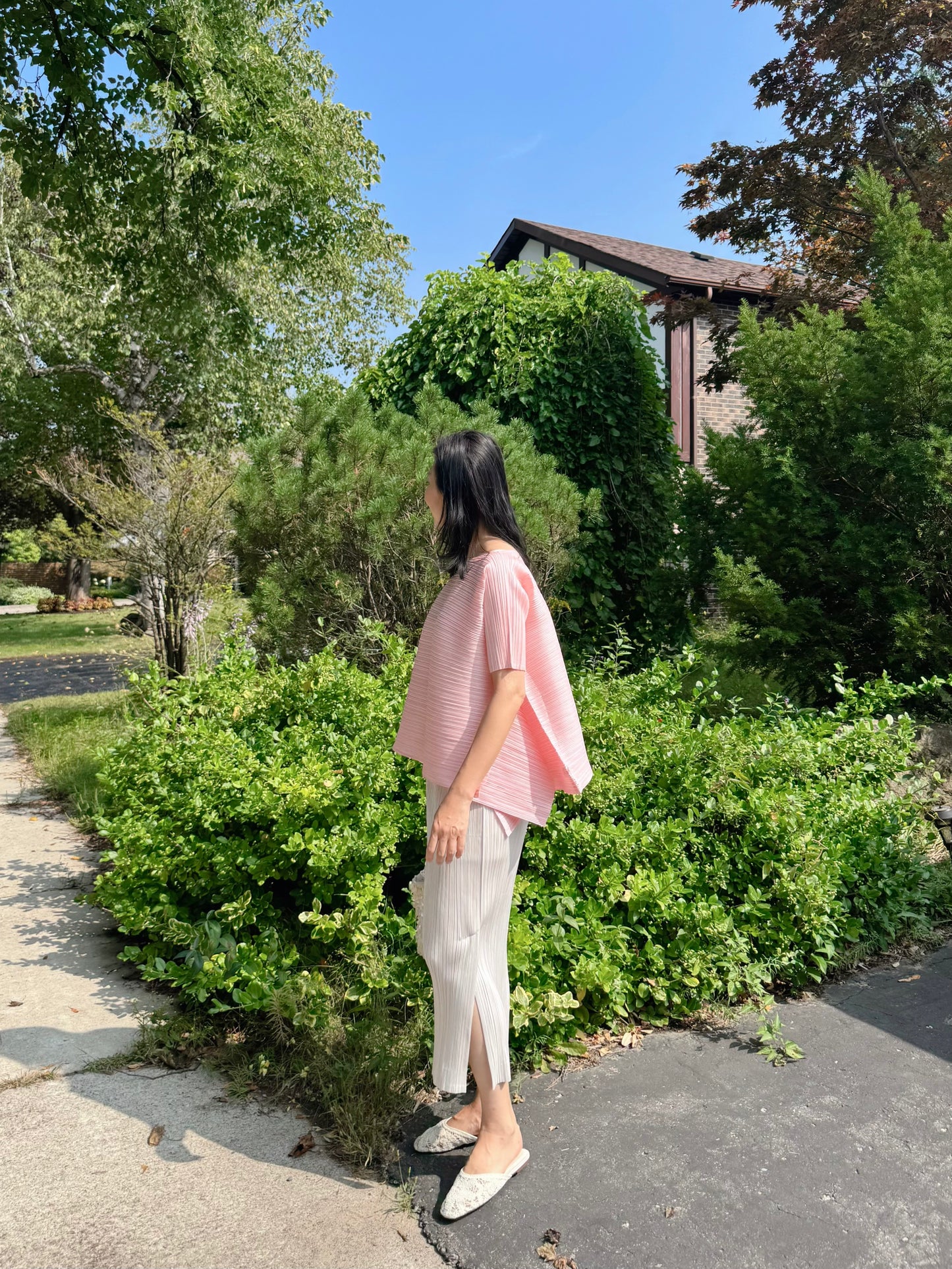 PLEATS VOLUME SHORT-SLEEVE TOP(Pink, Ivory, Black)