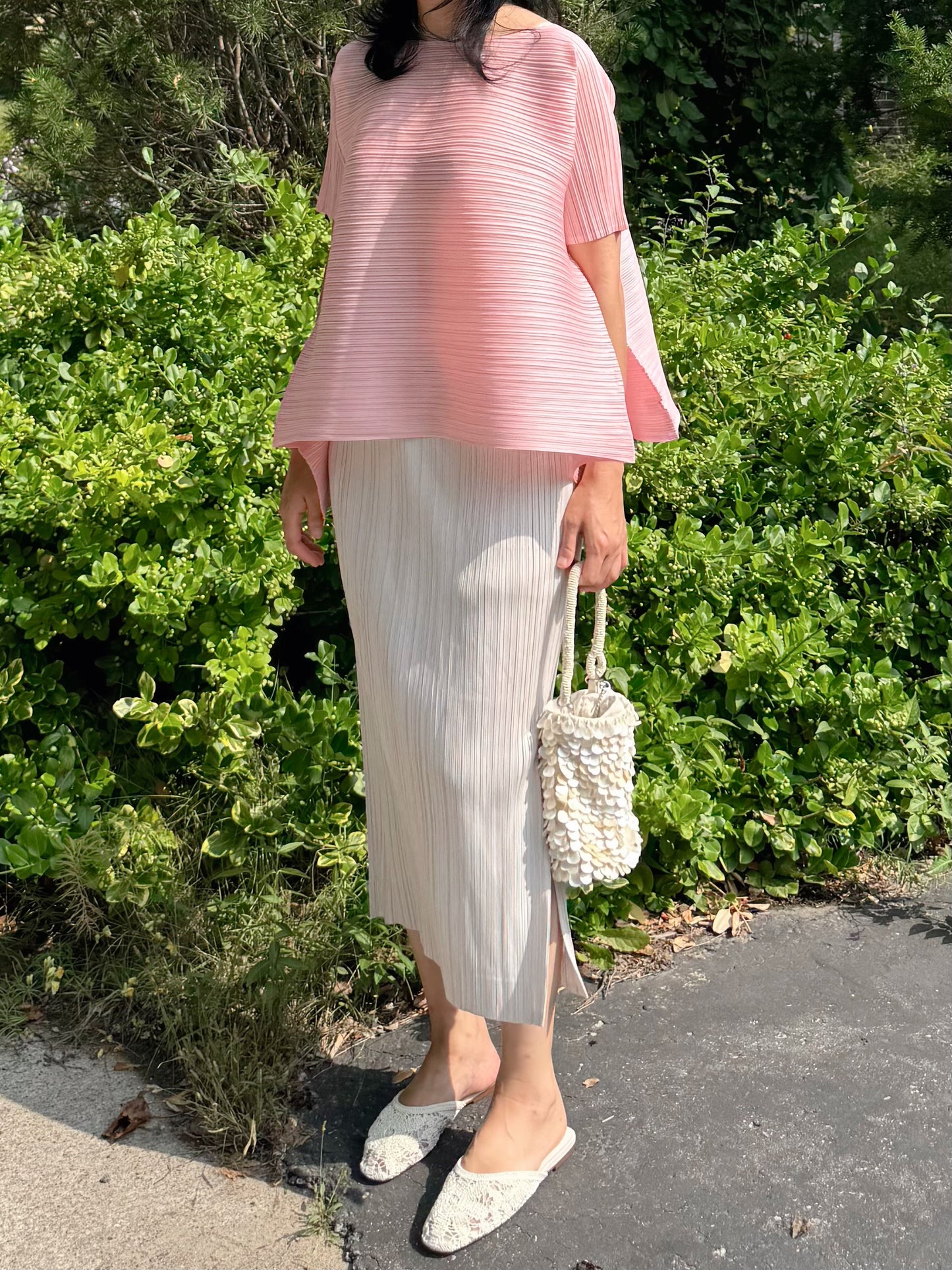 PLEATS VOLUME SHORT-SLEEVE TOP(Pink, Ivory, Black)