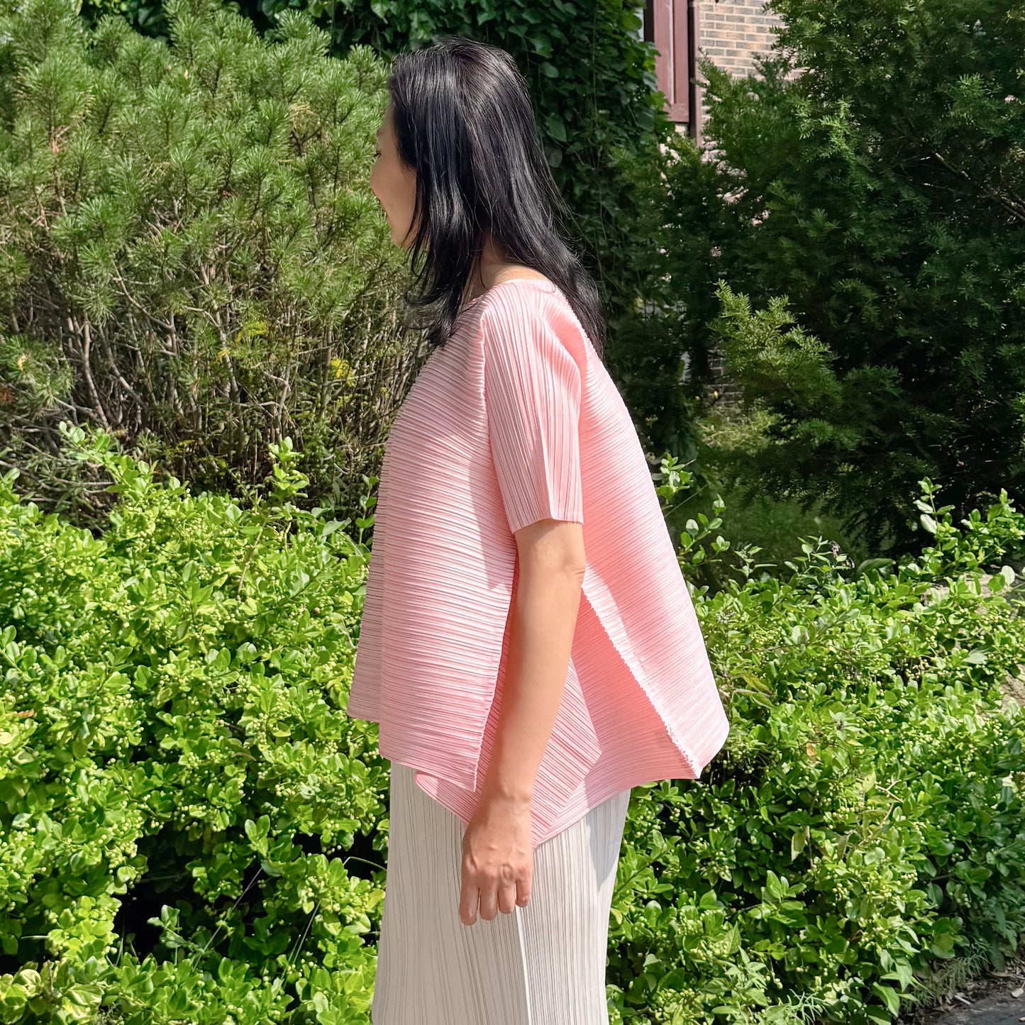 PLEATS VOLUME SHORT-SLEEVE TOP(Pink, Ivory, Black)