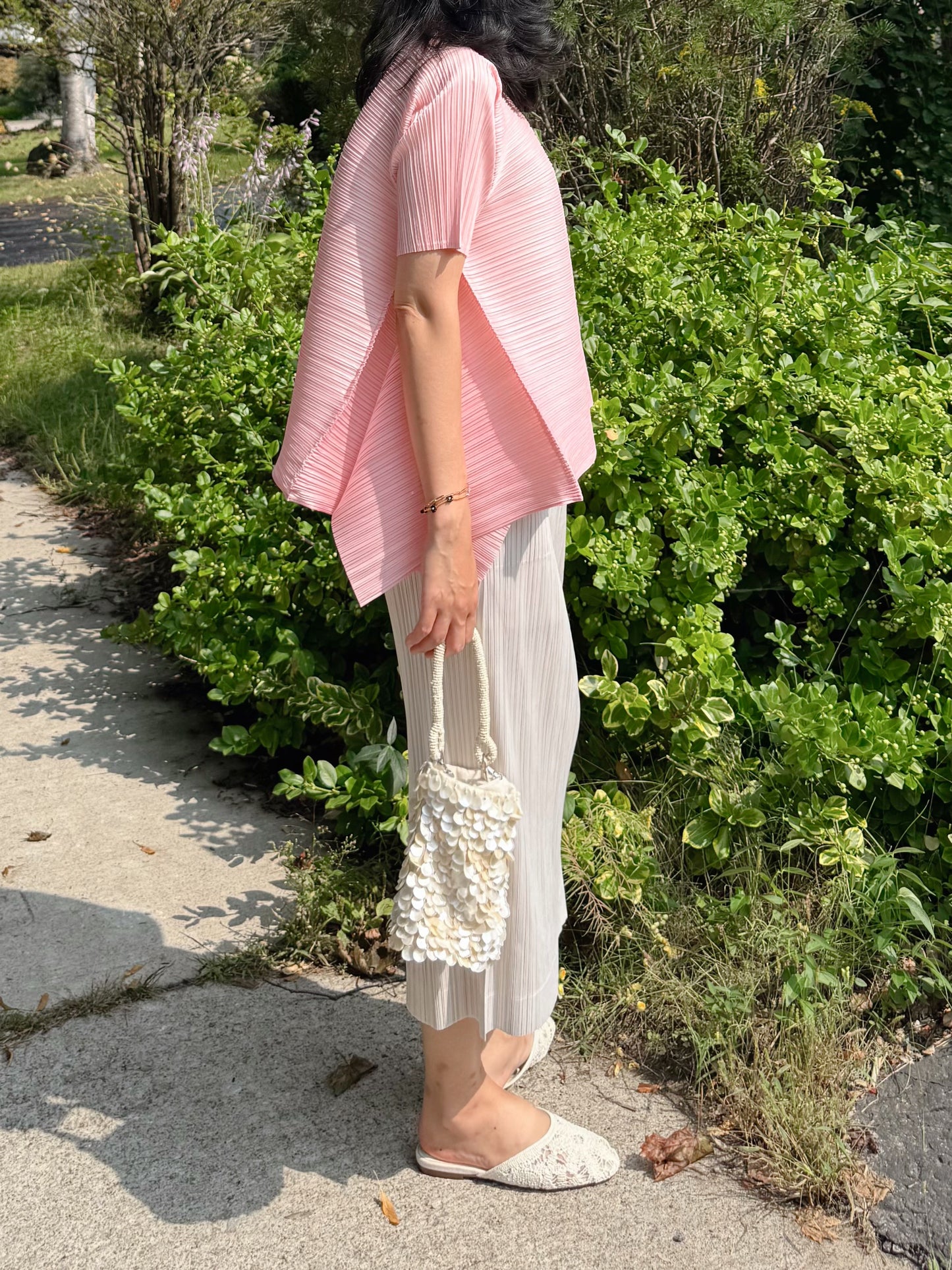 PLEATS VOLUME SHORT-SLEEVE TOP(Pink, Ivory, Black)