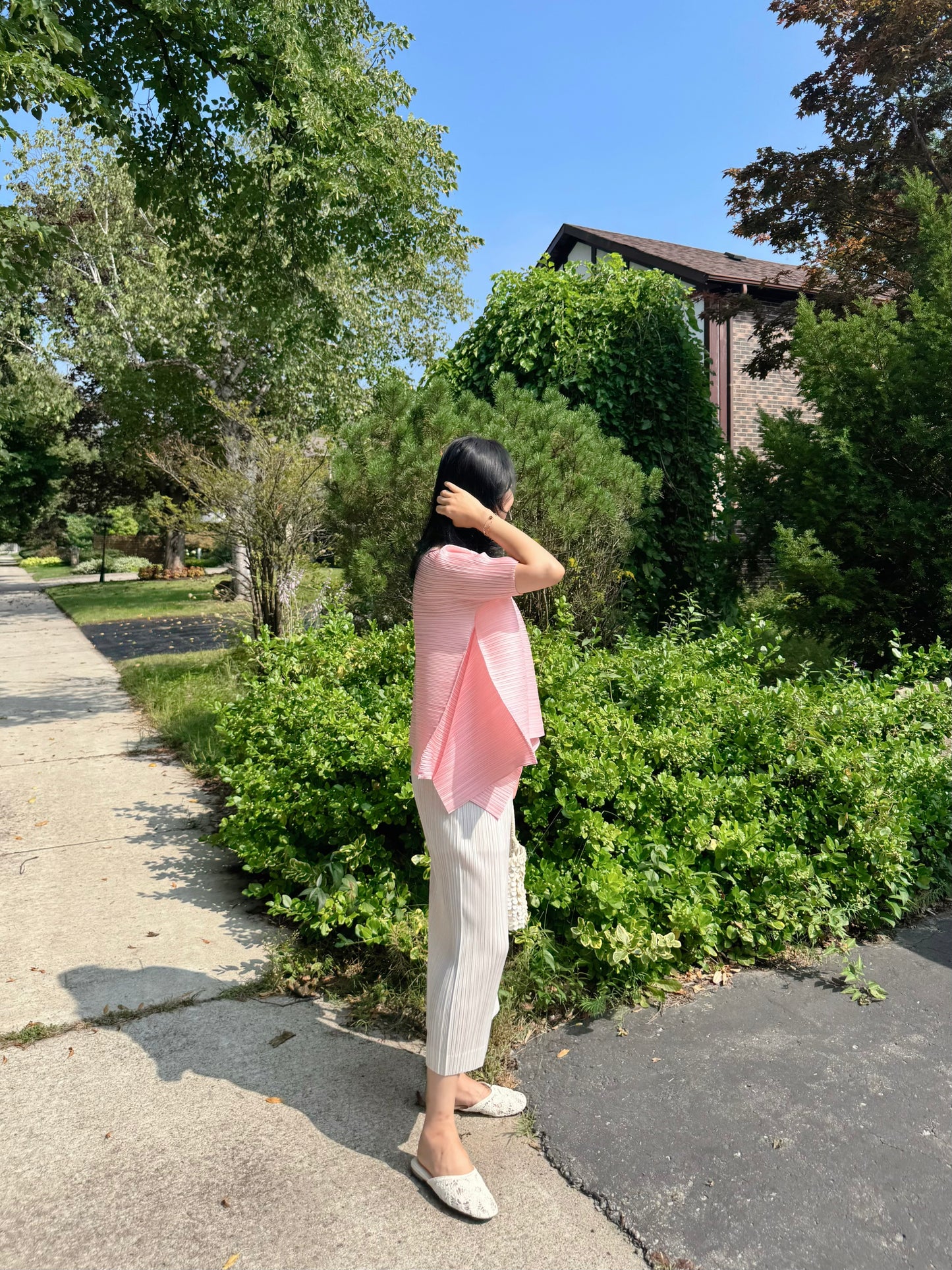PLEATS VOLUME SHORT-SLEEVE TOP(Pink, Ivory, Black)