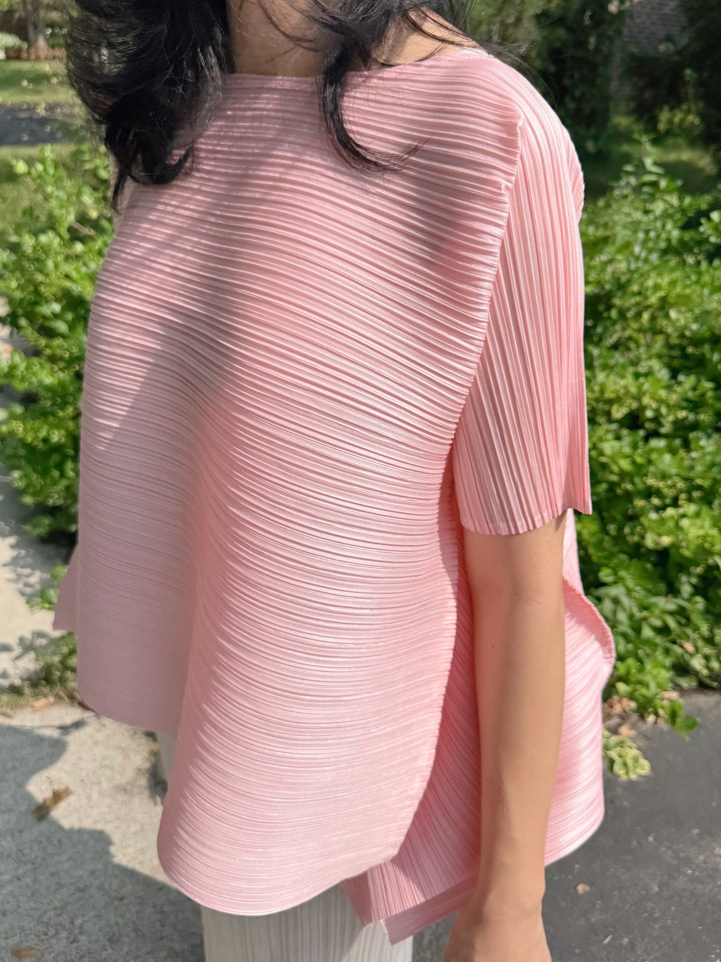 PLEATS VOLUME SHORT-SLEEVE TOP(Pink, Ivory, Black)