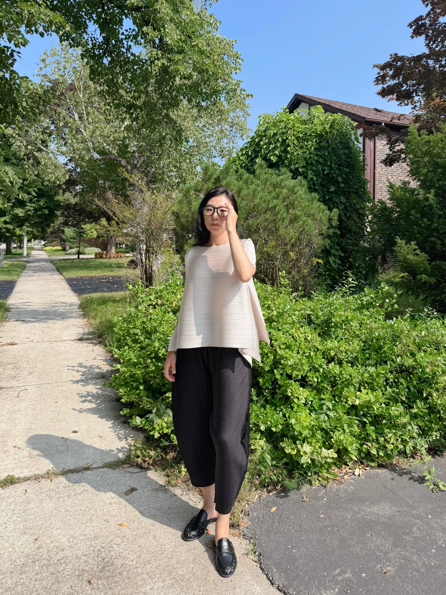 PLEATS VOLUME SHORT-SLEEVE TOP(Pink, Ivory, Black)