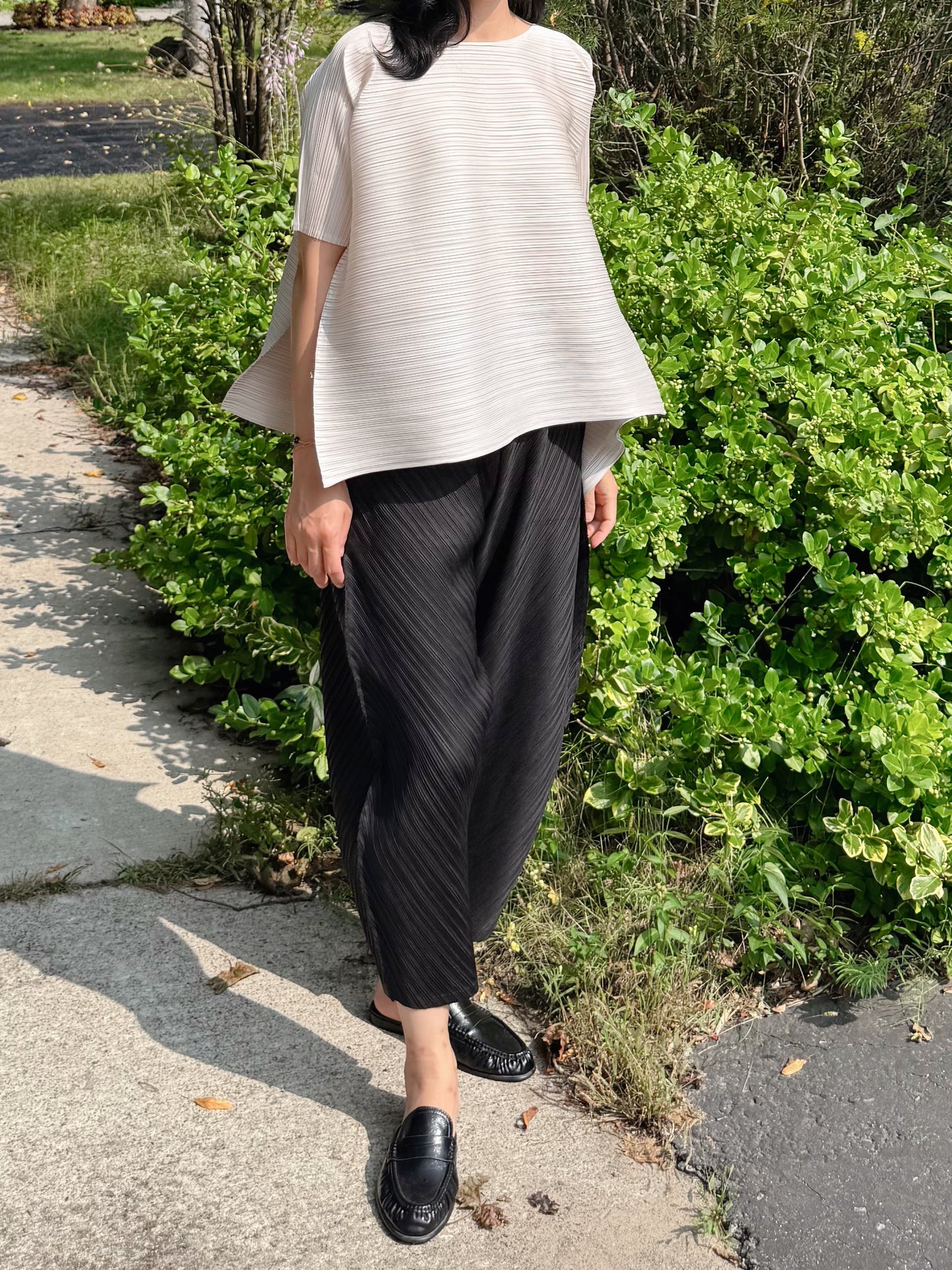 PLEATS VOLUME SHORT-SLEEVE TOP(Pink, Ivory, Black)
