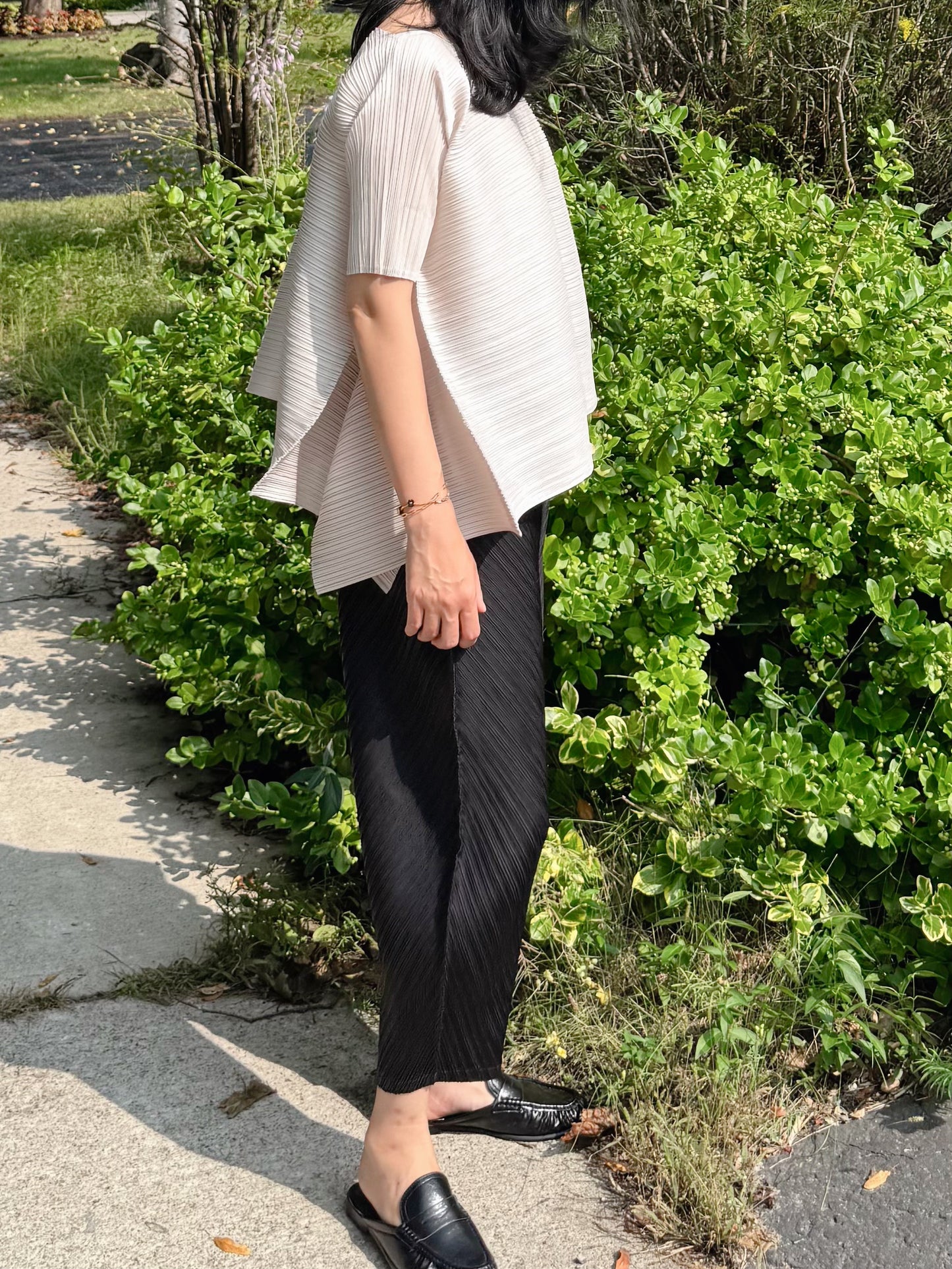 PLEATS VOLUME SHORT-SLEEVE TOP(Pink, Ivory, Black)