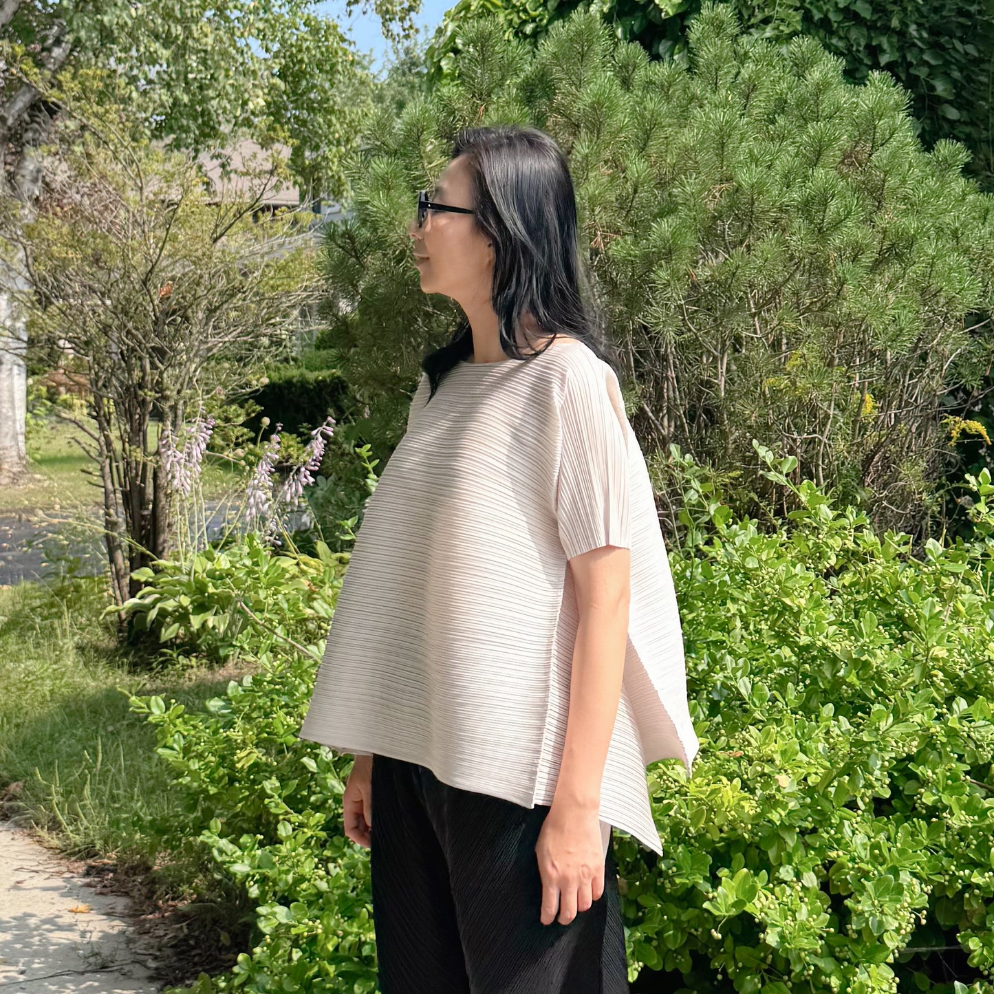 PLEATS VOLUME SHORT-SLEEVE TOP(Pink, Ivory, Black)
