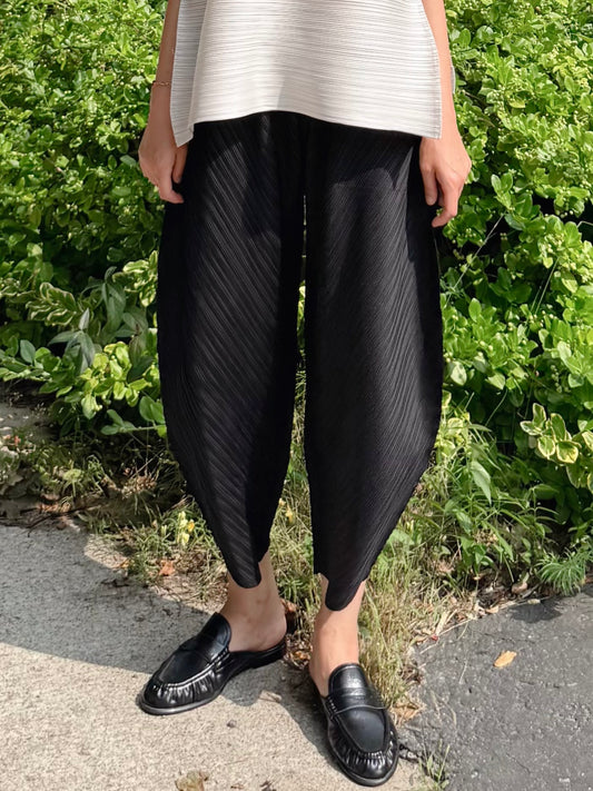 Pleated Draped Balloon Pants (black, brown, gray)