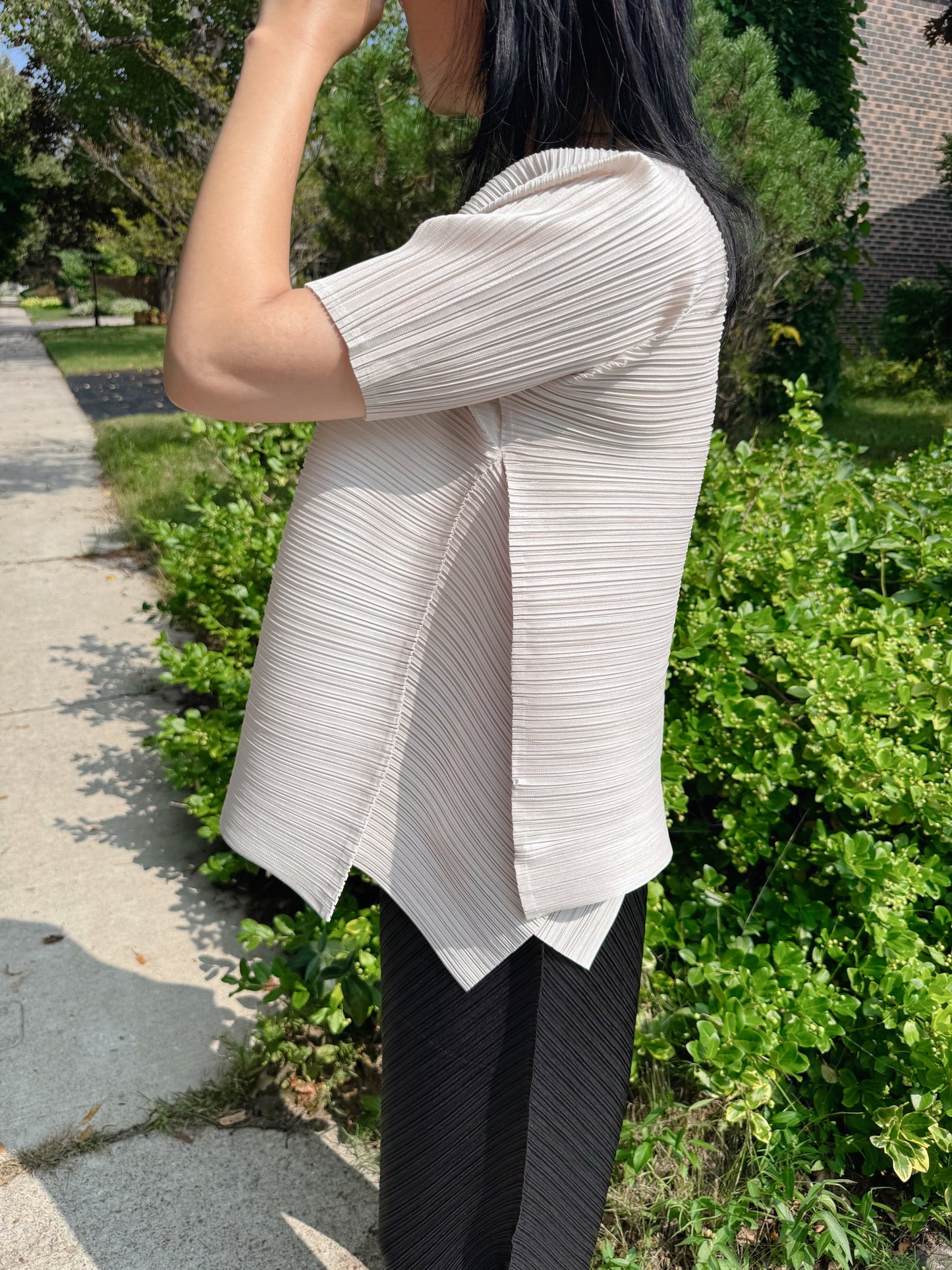 PLEATS VOLUME SHORT-SLEEVE TOP(Pink, Ivory, Black)