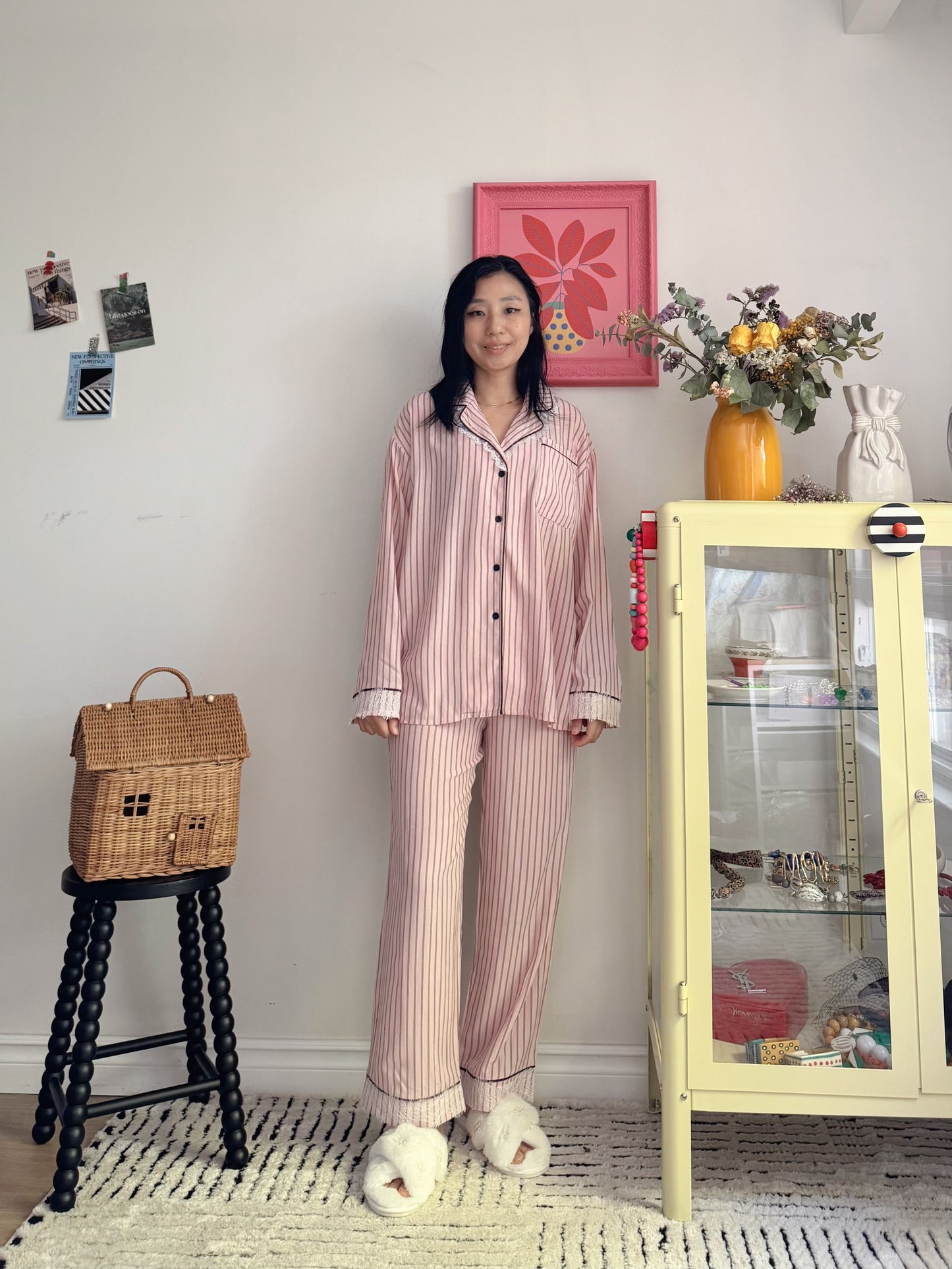 Pink Lace Pajama Set