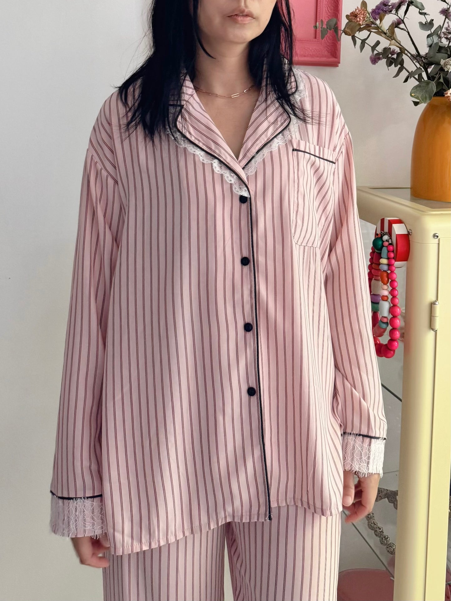 Pink Lace Pajama Set