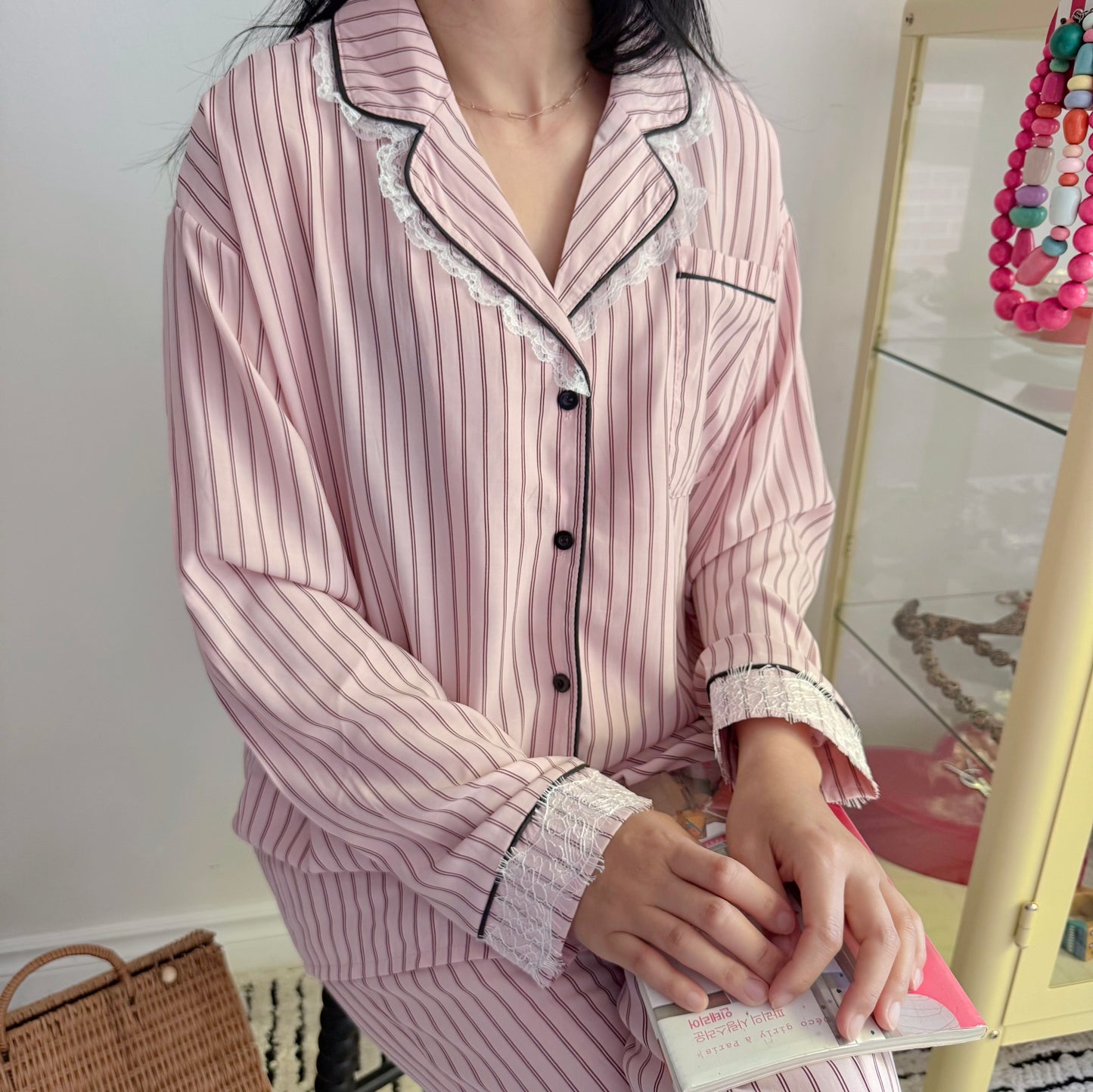 Pink Lace Pajama Set