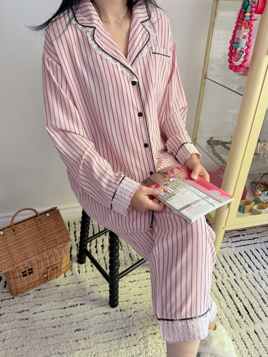 Pink Lace Pajama Set