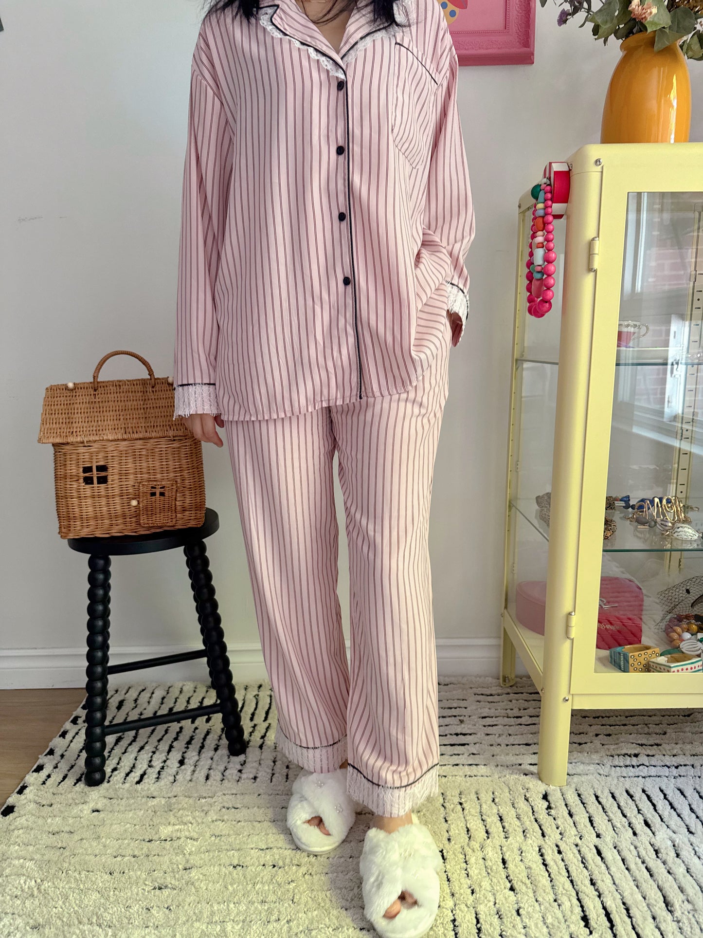 Pink Lace Pajama Set