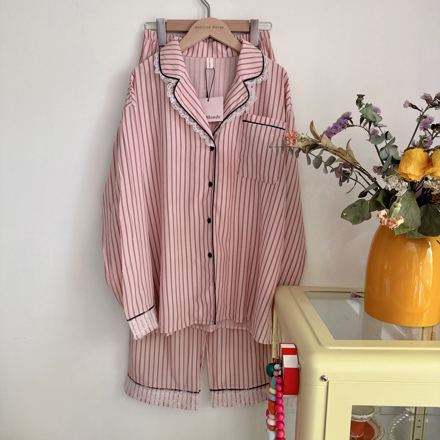 Pink Lace Pajama Set