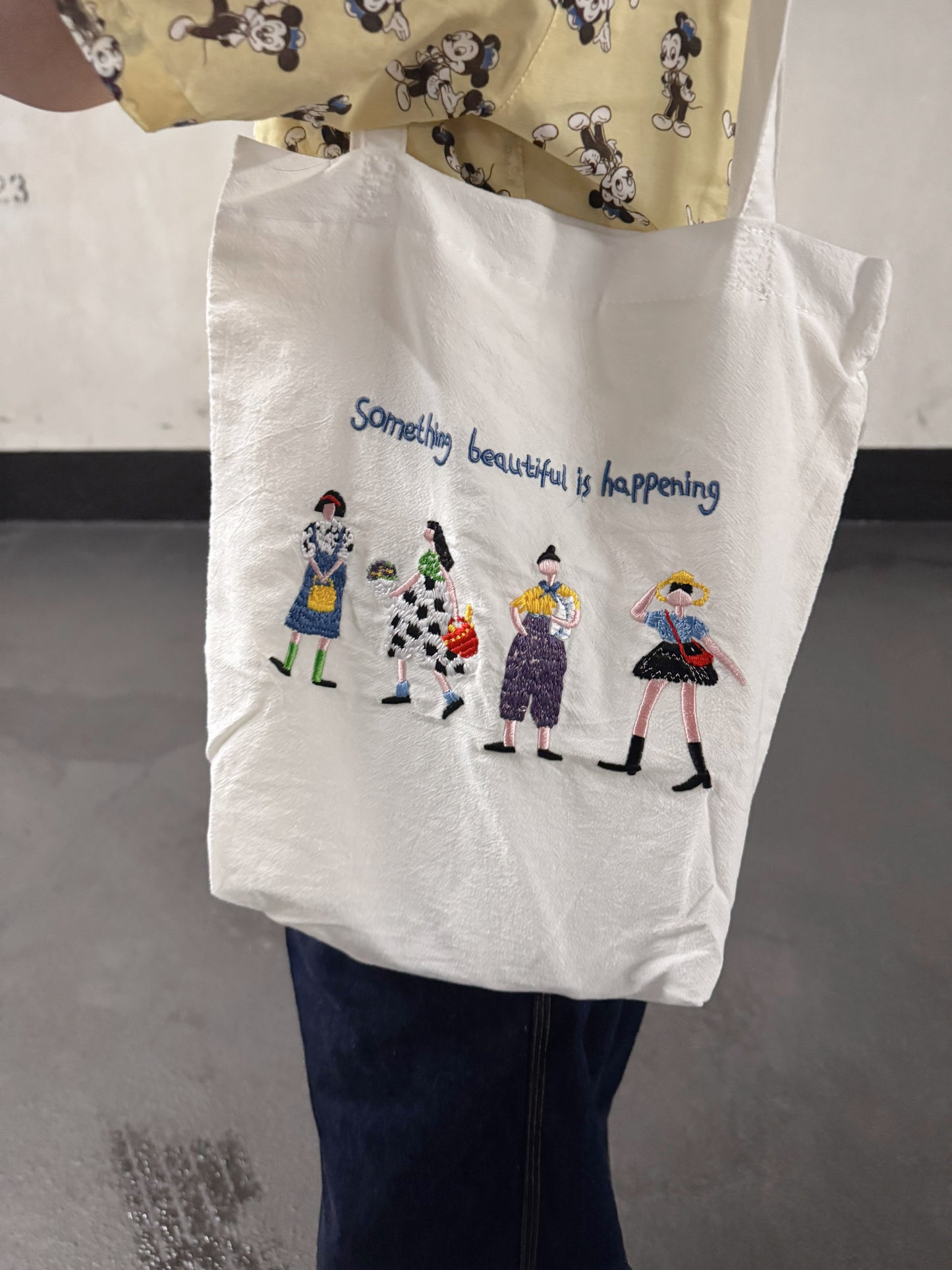 Something Beautiful Embroidered Tote Bag