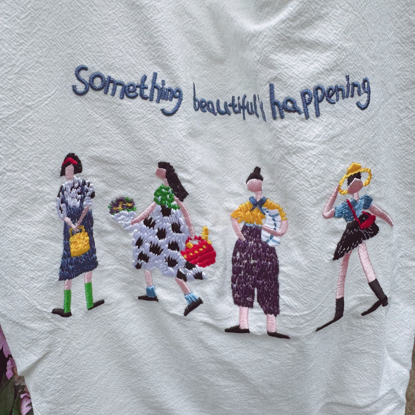 Something Beautiful Embroidered Tote Bag