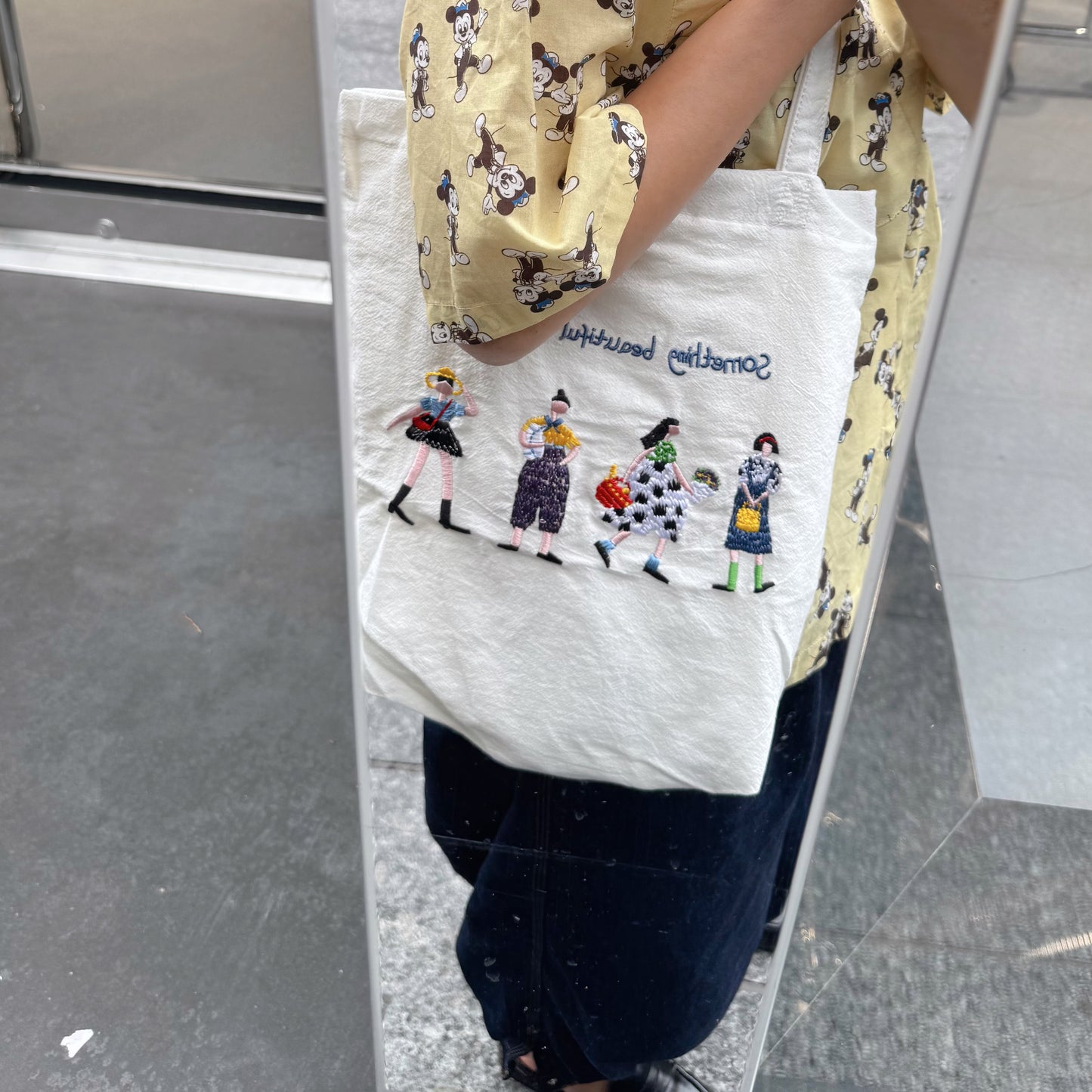 Something Beautiful Embroidered Tote Bag