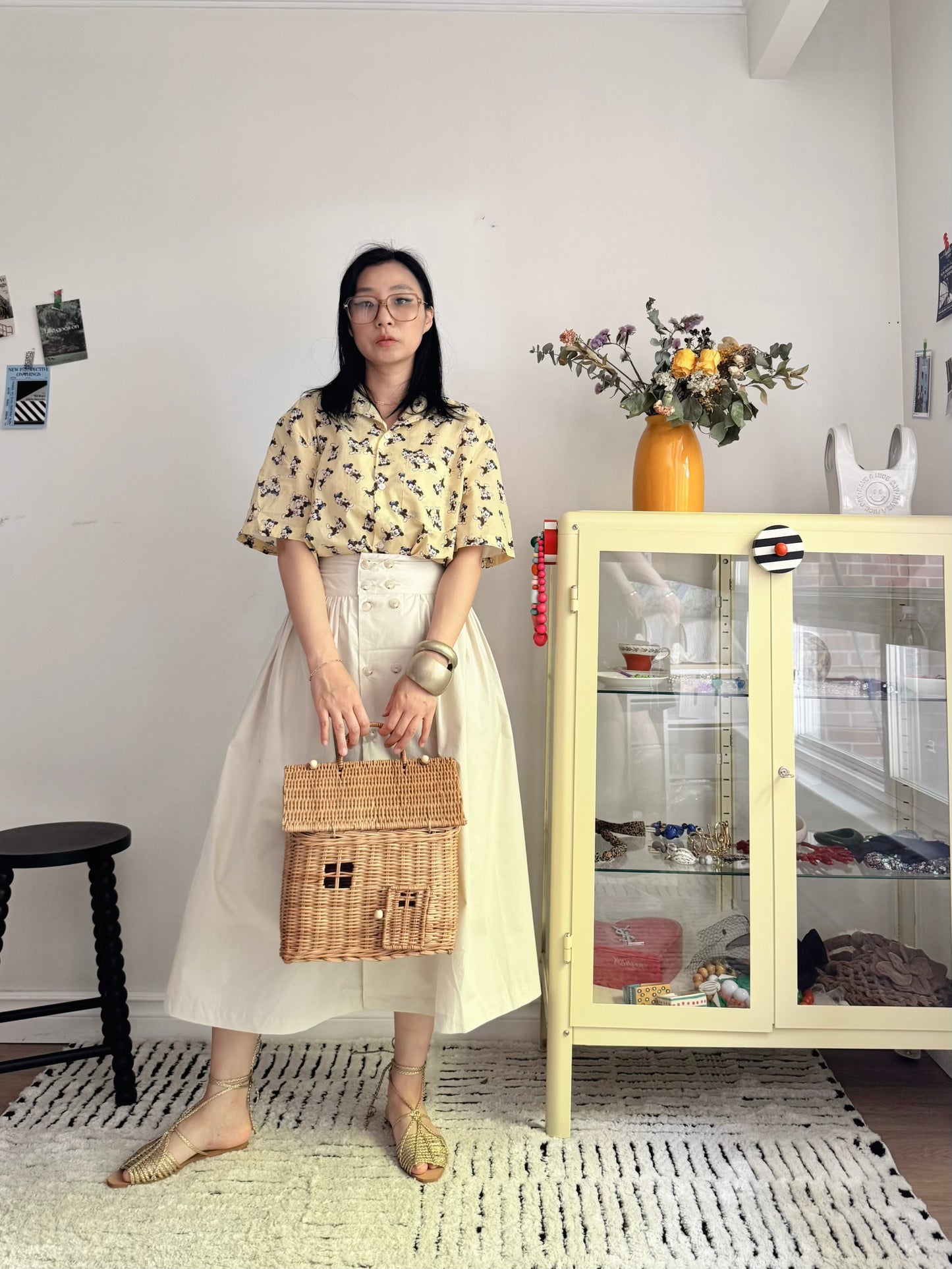 Double Button Skirt(  Beige, ivory, black)